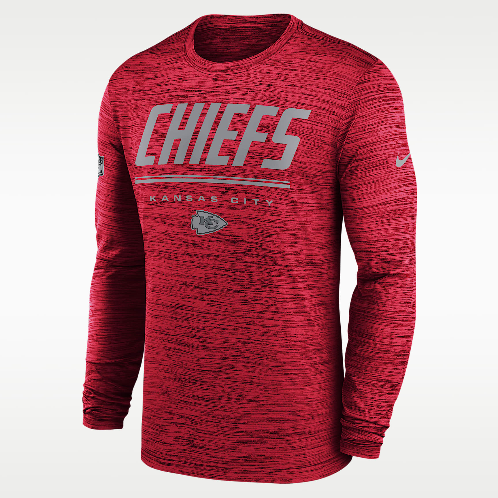 Kansas City Chiefs Sideline Team Issue Velocity Men's Nike Dri-FIT NFL Long-Sleeve T-Shirt
