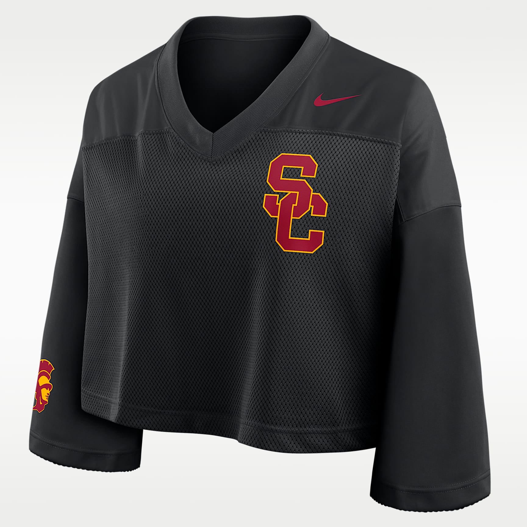 Top cropped universitaria Nike Dri-FIT para mujer USC Jersey