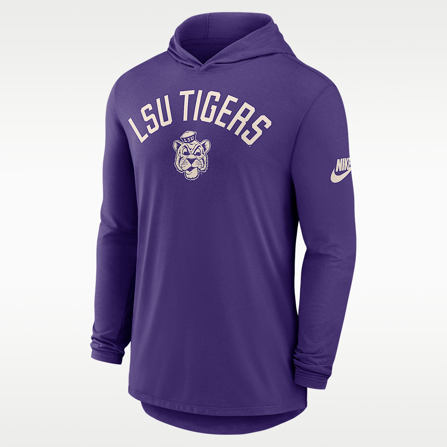 LSU Legacy Arch Men's Nike Dri-FIT College Long-Sleeve Hooded T-Shirt