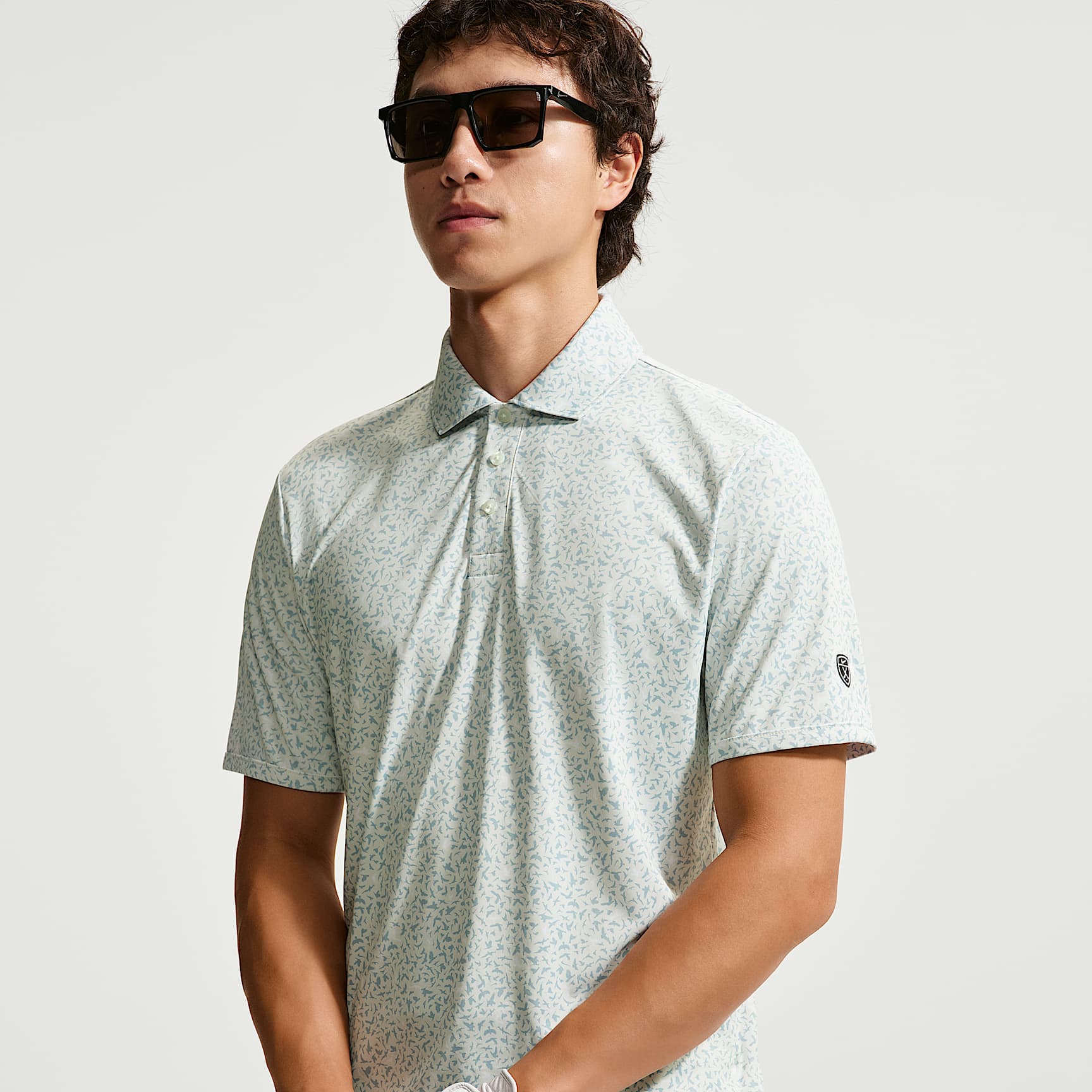 เสื้อโปโลกอล์ฟผู้ชาย Dri-FIT Microprint Birds Nike Par