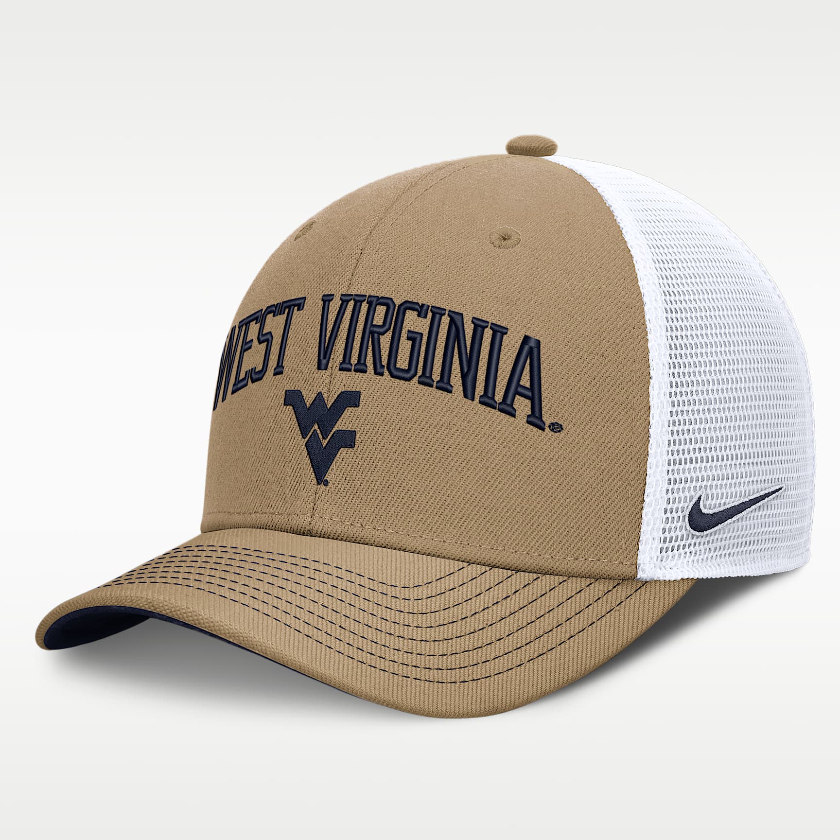 Gorra de rejilla universitaria Nike Dri-FIT ajustable para hombre West Virginia Primetime Arched