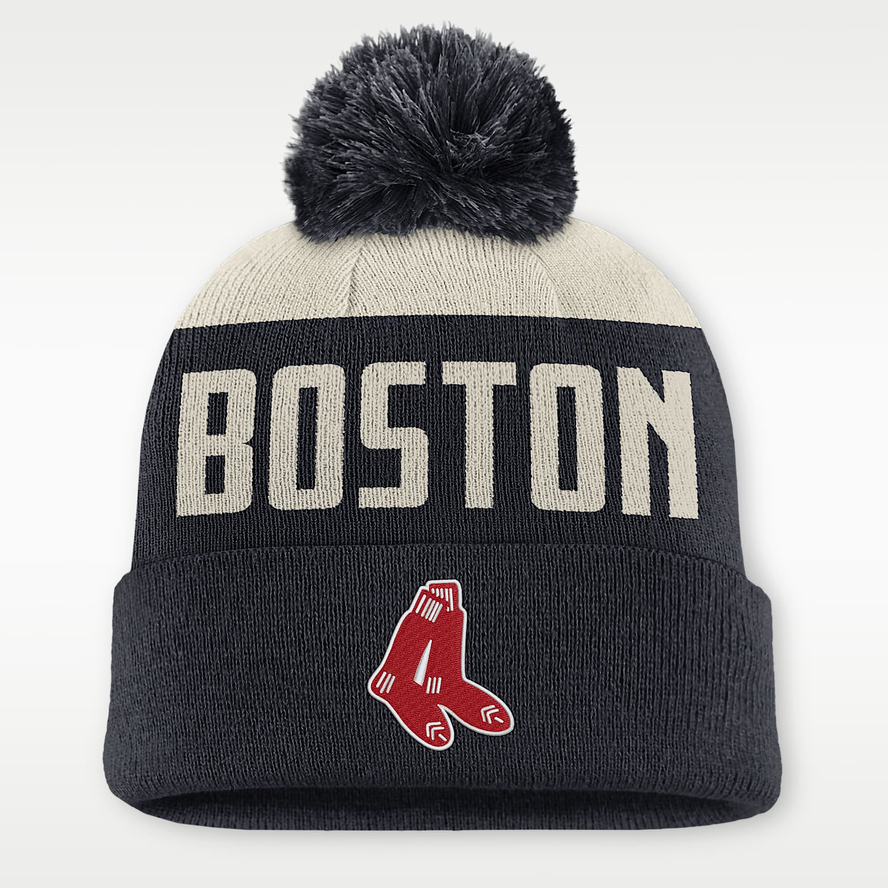 Gorro con dobladillo y pompón Nike de la MLB para hombre Boston Red Sox Cooperstown Peak
