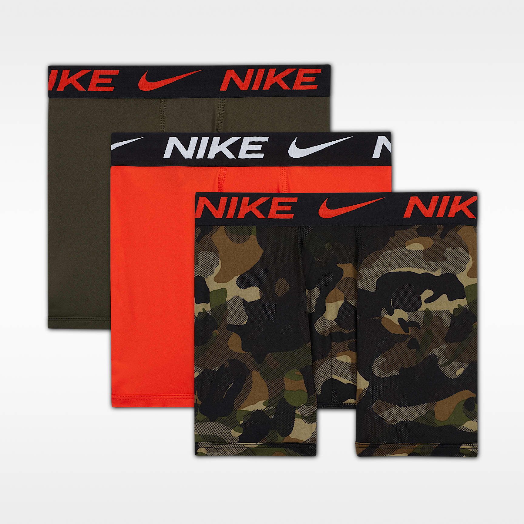 Ropa interior para niños talla grande Nike Micro Print Boxer Briefs (paquete de 3)