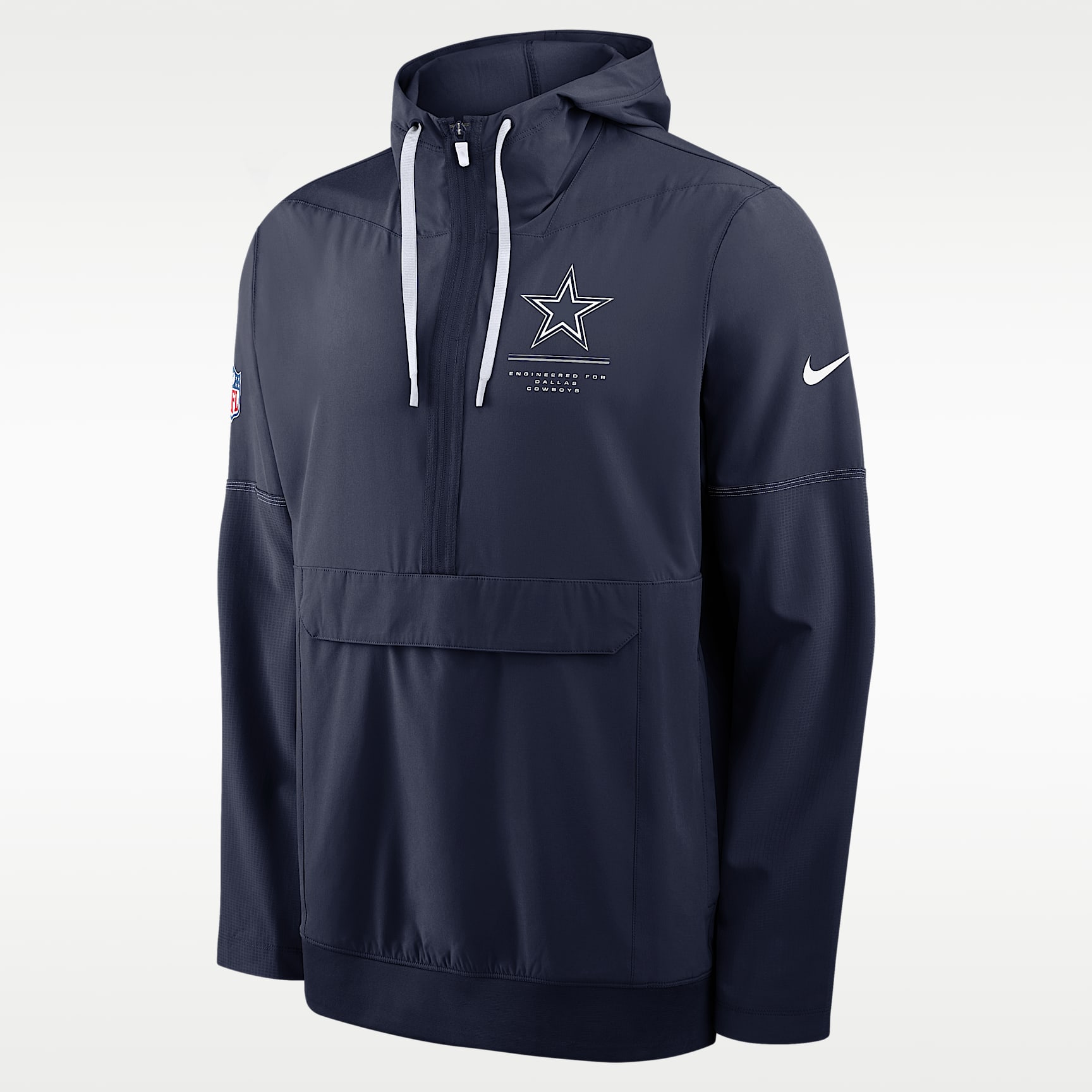 Chamarra con gorro de medio cierre Nike de la NFL para hombre Dallas Cowboys Sideline Anorak