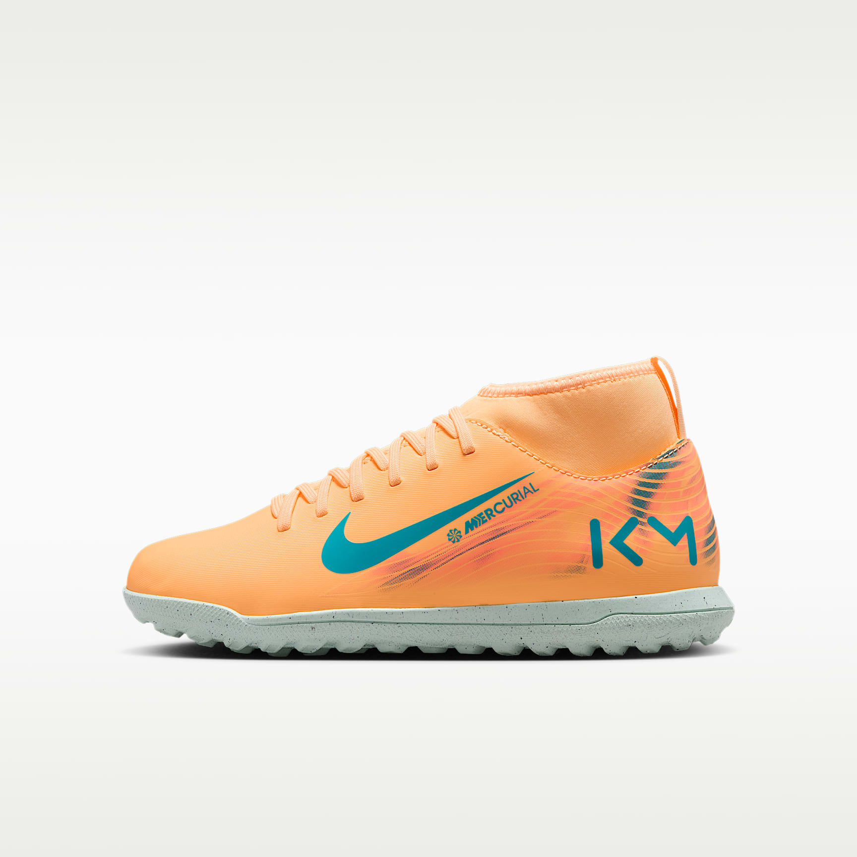 Tacos de fútbol TF high para niños talla grande Nike Jr. Mercurial Superfly 10 Club "Kylian Mbappé"