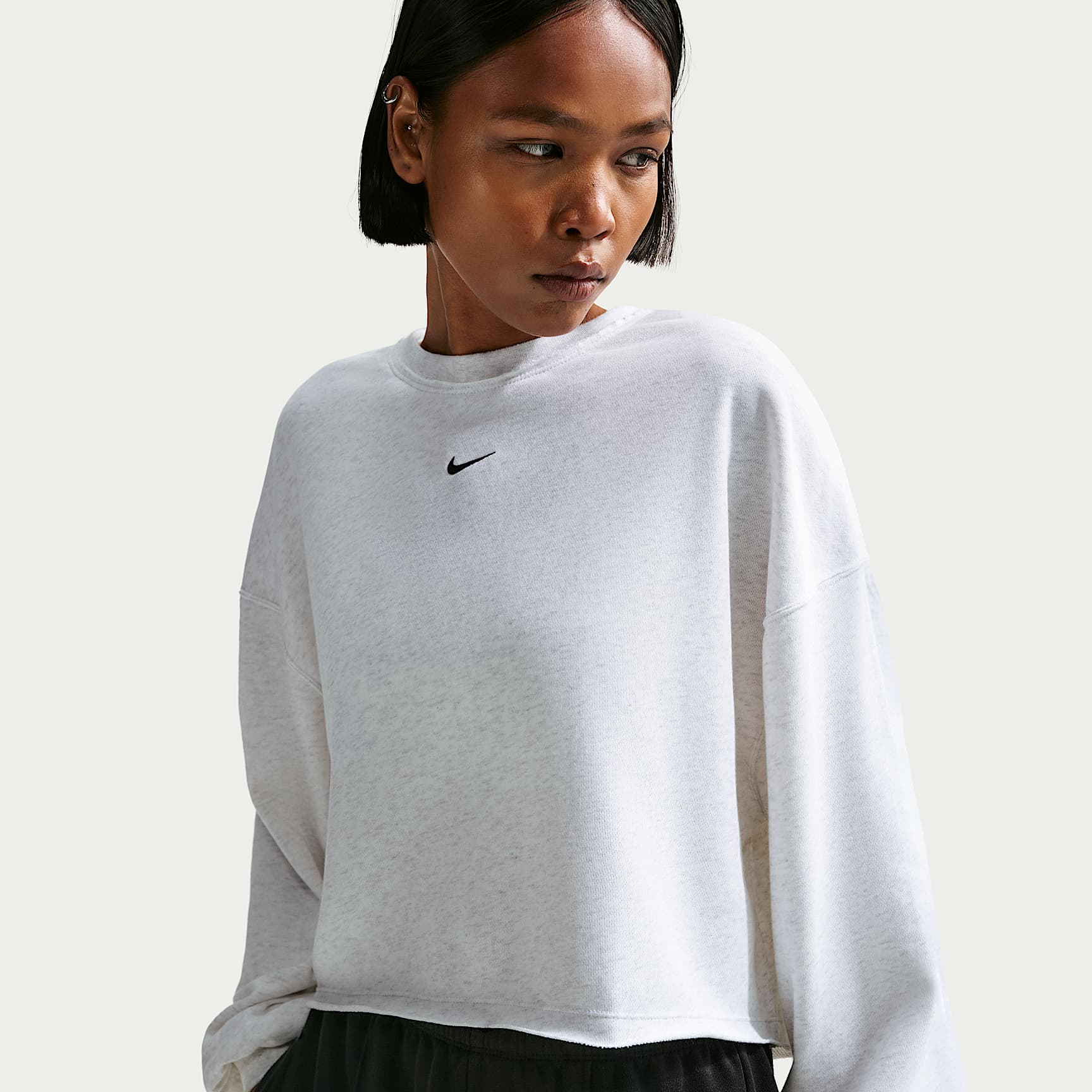 Sudadera de cuello redondo de French Terry oversized para mujer Nike Sportswear Chill Terry