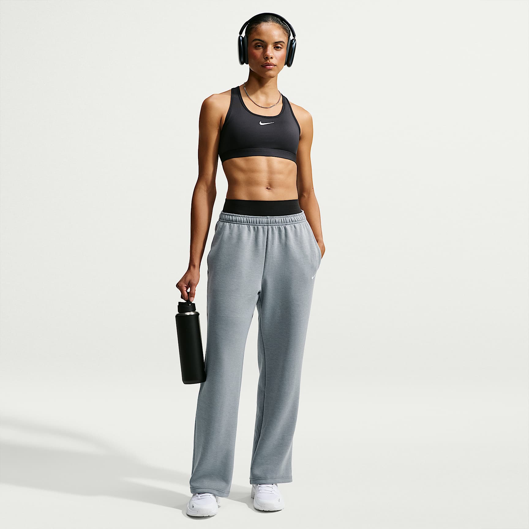 Nike Studio Fleece Sport Women's Dri-FIT Mid-Rise Open-Hem Pants