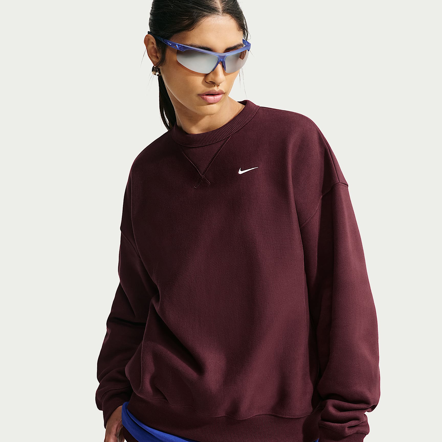Ekstra stor Nike Studio Fleece Heavyweigth med rund hals til dame