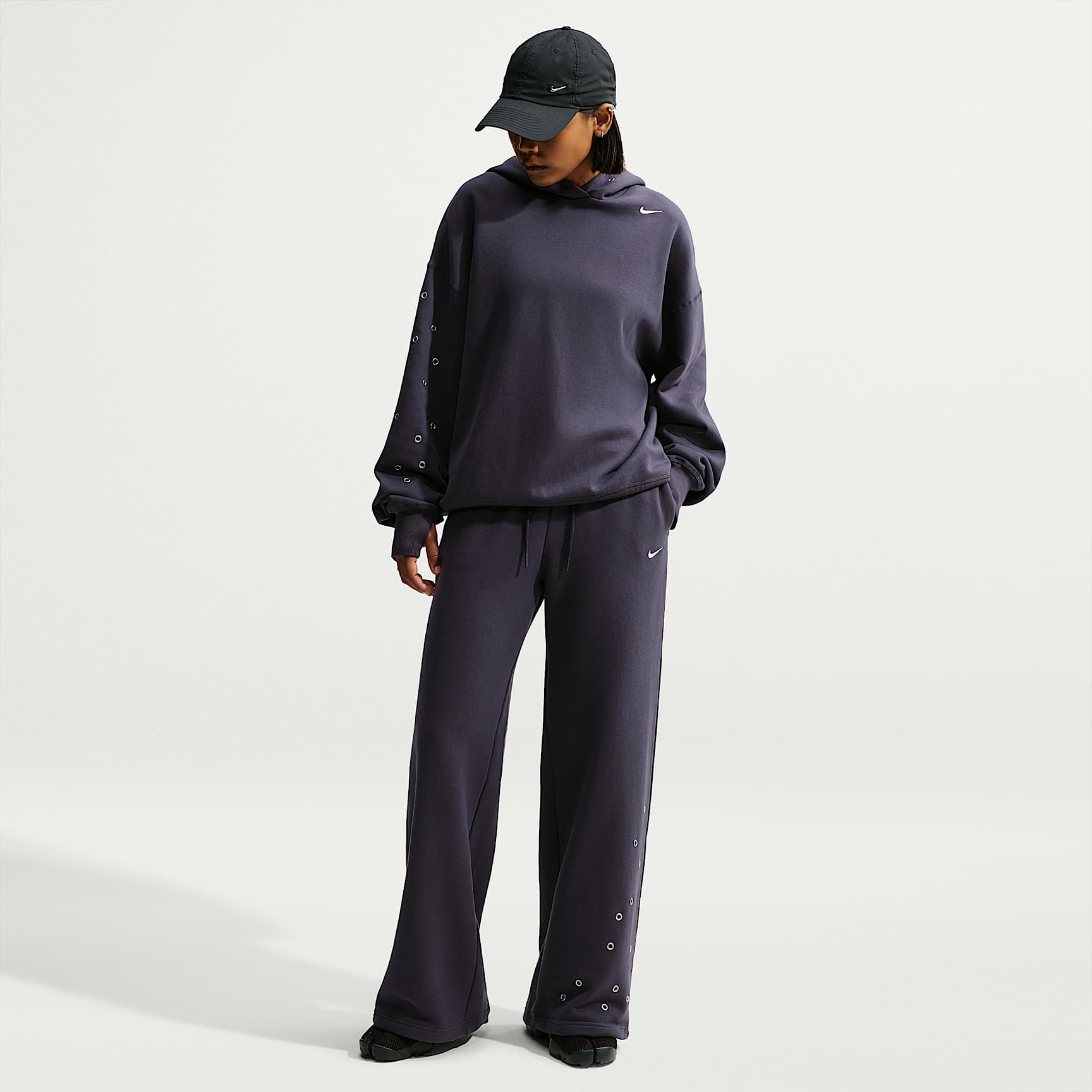 Pants de tiro medio y pierna amplia para mujer Nike Studio Fleece Medium Weight