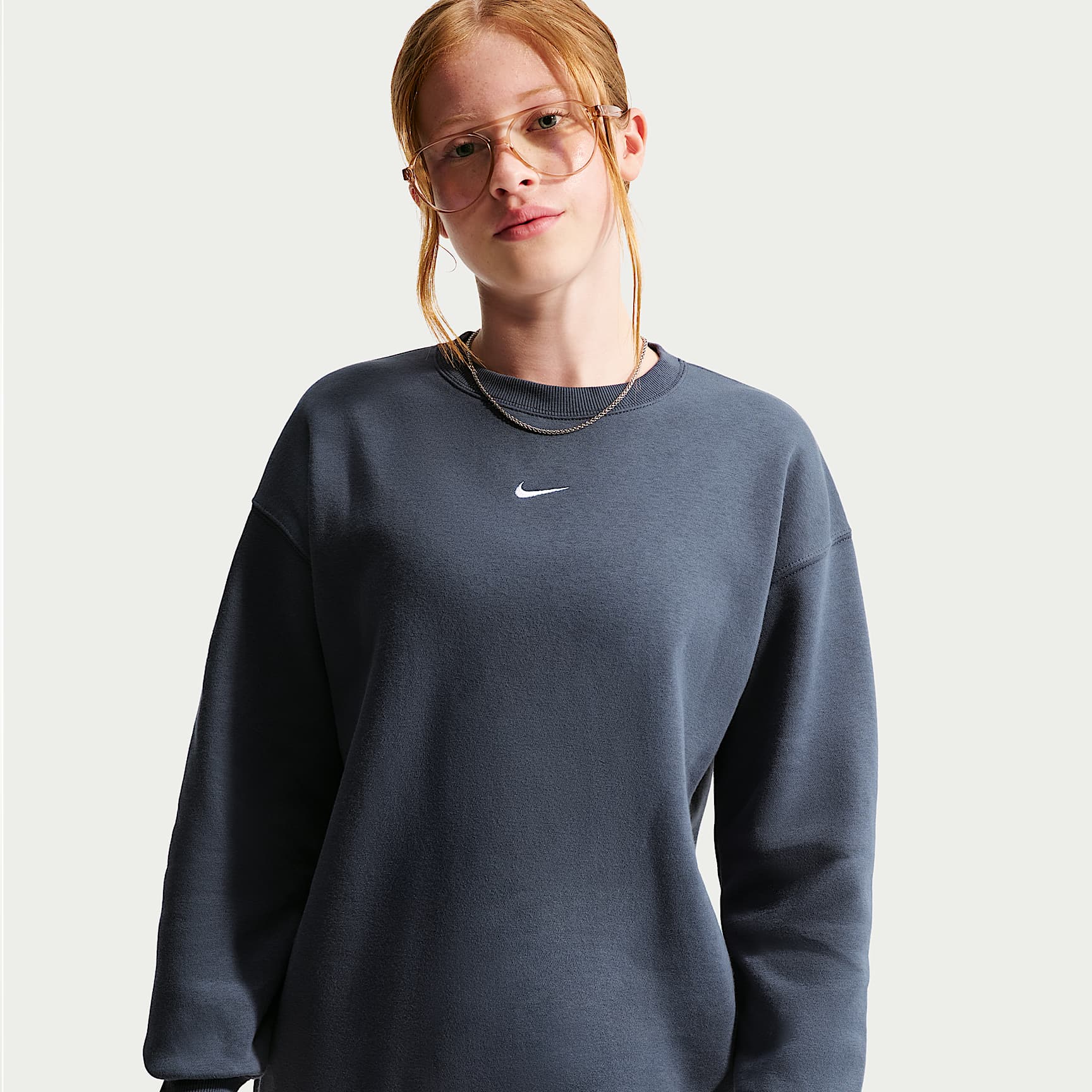 Nike Sportswear Studio Big Kids' (Girls') Oversized Crew-Neck Sweatshirt