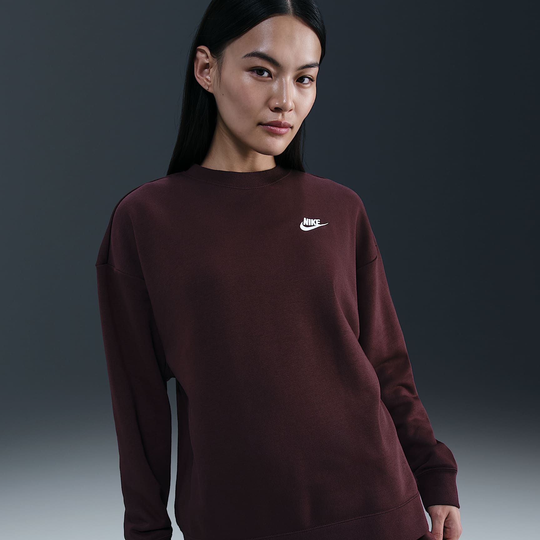 Sudadera de cuello redondo holgada para mujer Nike Sportswear Club Fleece