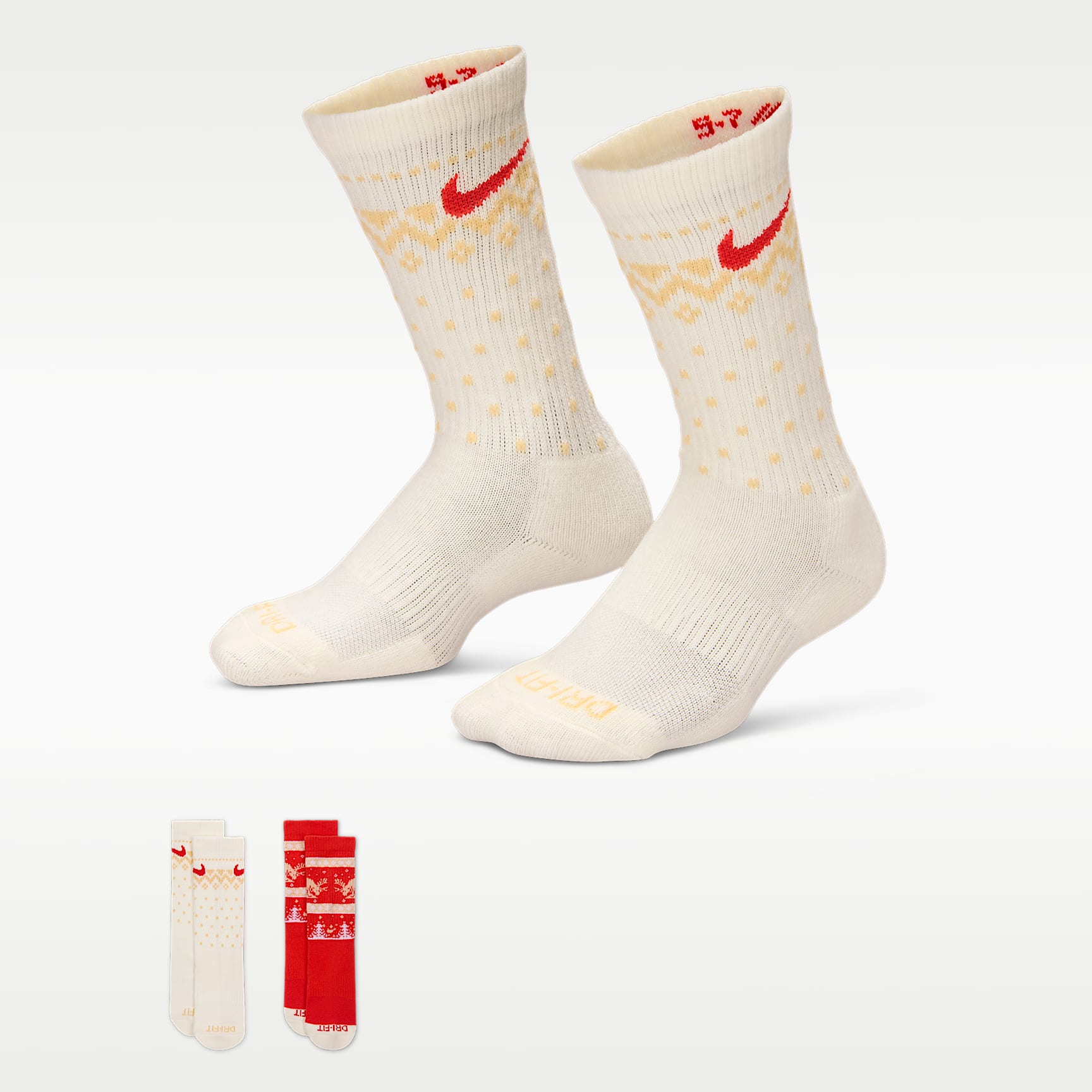 Nike Little Kids' Dri-FIT Fairisle Crew Socks (2 Pairs)