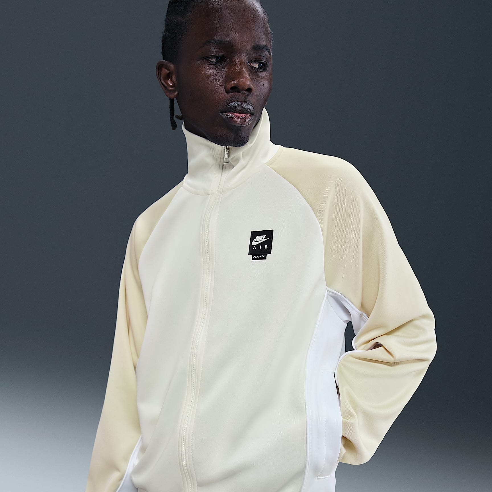 Chamarra de tejido Knit de poliéster de cierre completo para hombre Nike Air