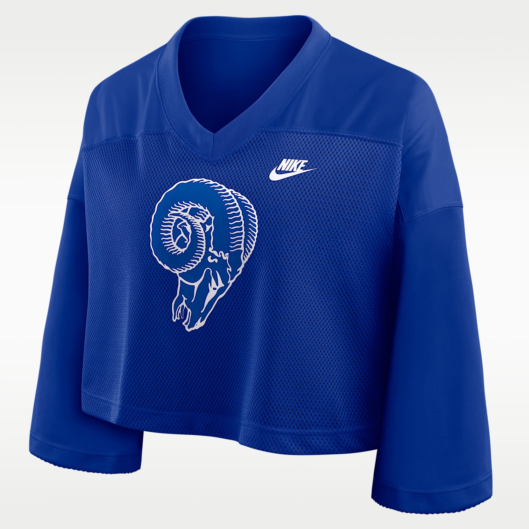 Jersey cropped Nike Dri-FIT de la NFL para mujer Los Angeles Rams Rewind Fashion