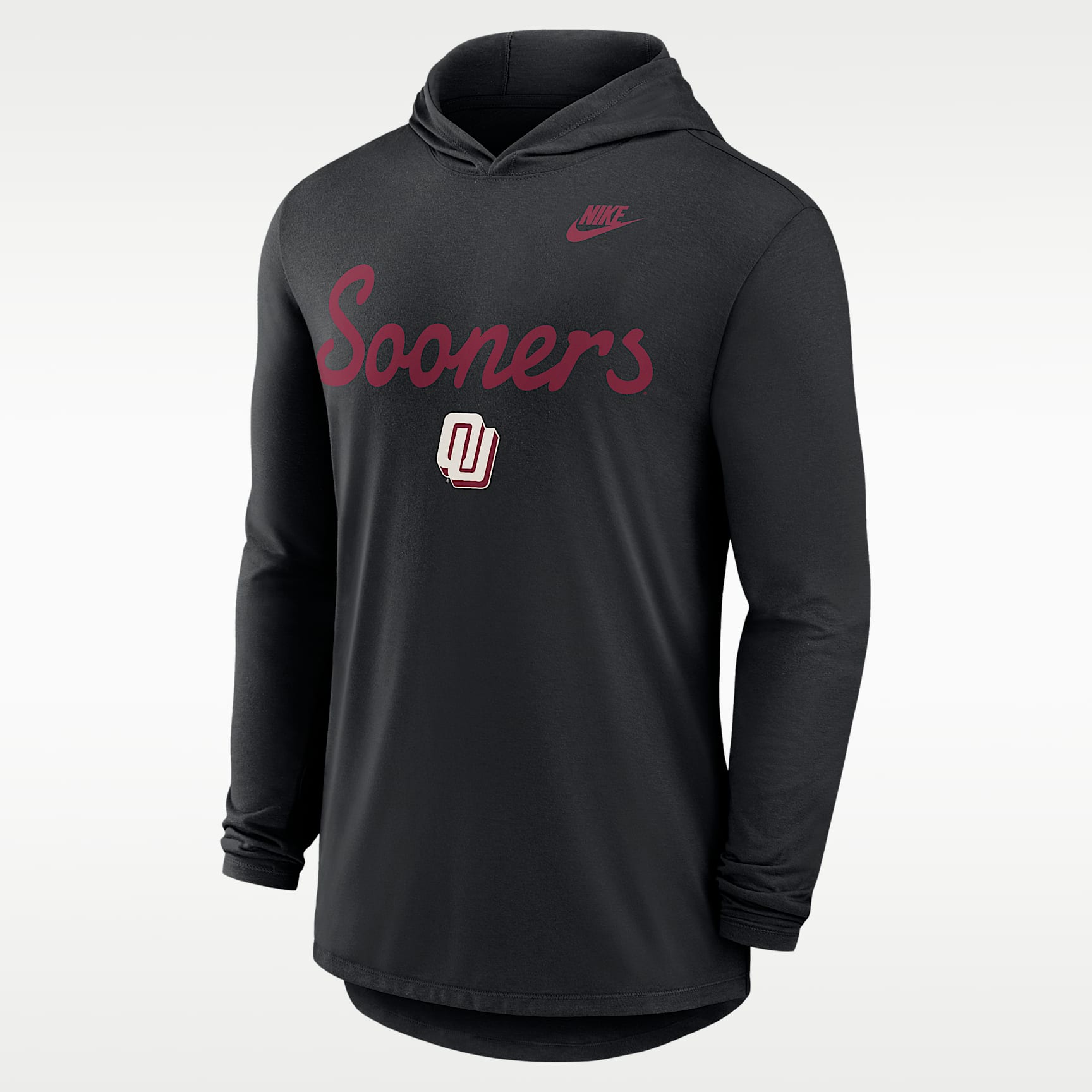 Playera de manga larga universitaria Nike Dri-FIT con gorro para hombre Oklahoma Legacy
