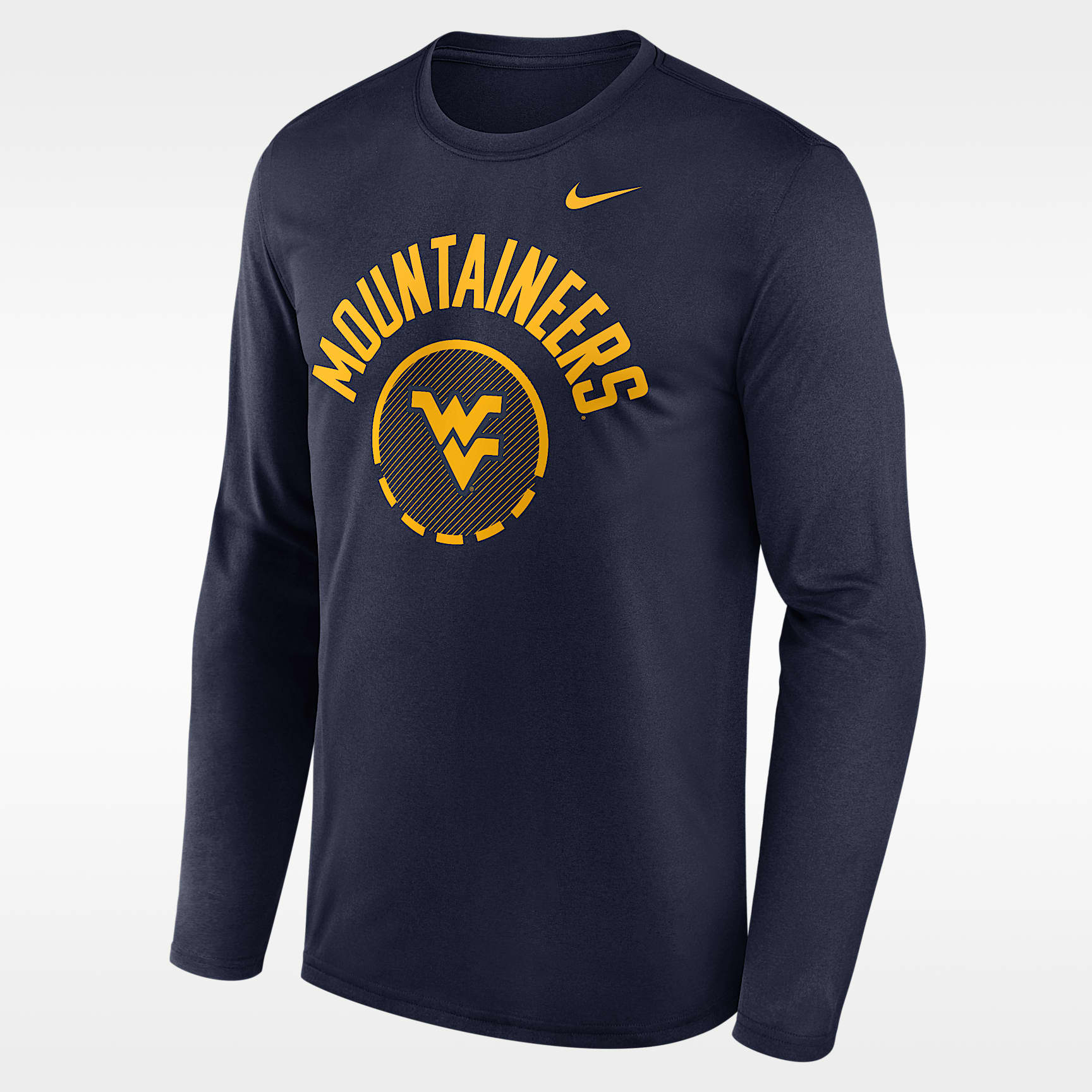 Playera de manga larga universitaria Nike Dri-FIT para hombre West Virginia Courtside