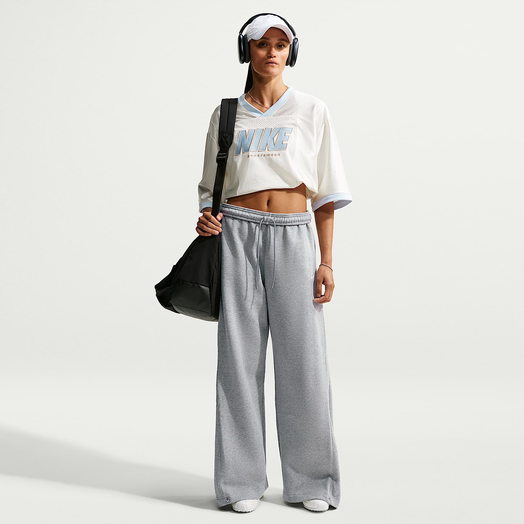 Nike Studio Fleece Medium Weight Women's Loose Pleated Press-Stud Trousers