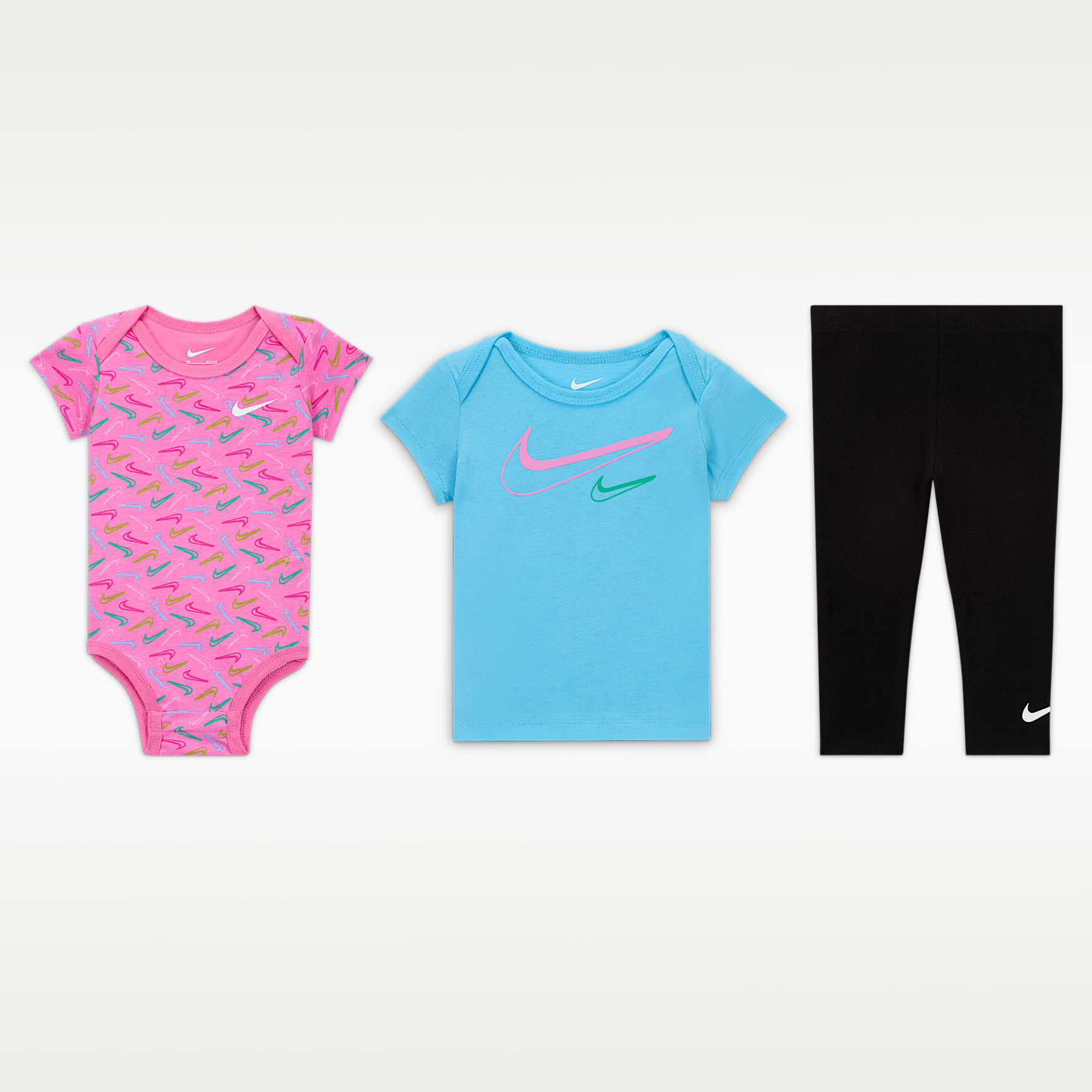 Nike Swoosh Logo Baby (0–9M) 3-Piece Bodysuit Set