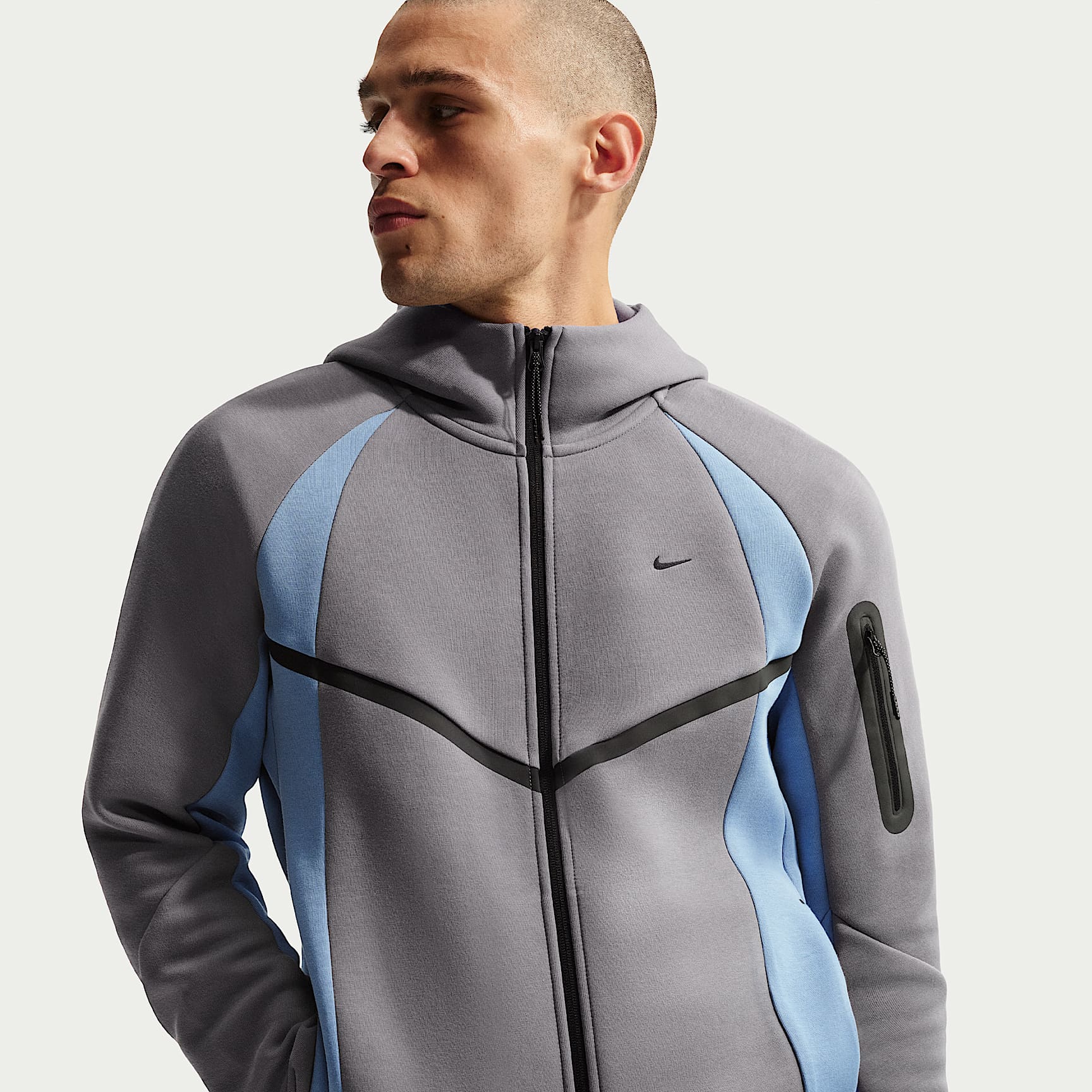 Nike Tech Windrunner-Fleecejacke mit durchgehendem Reißverschluss und Color-Block-Design (Herren)