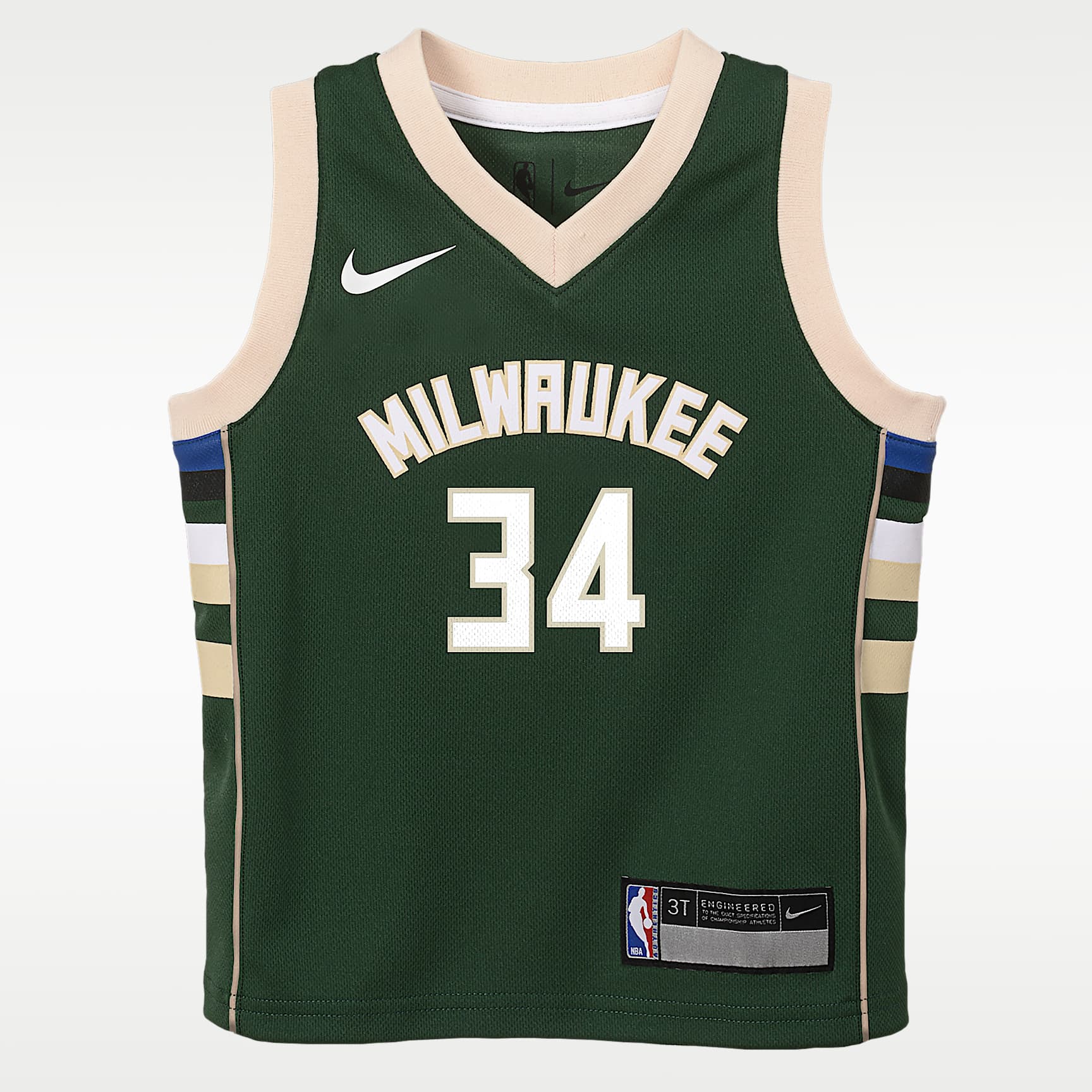 Jersey Nike NBA Swingman para niños pequeños (2T) Giannis Antetokounmpo Milwaukee Bucks Icon Edition