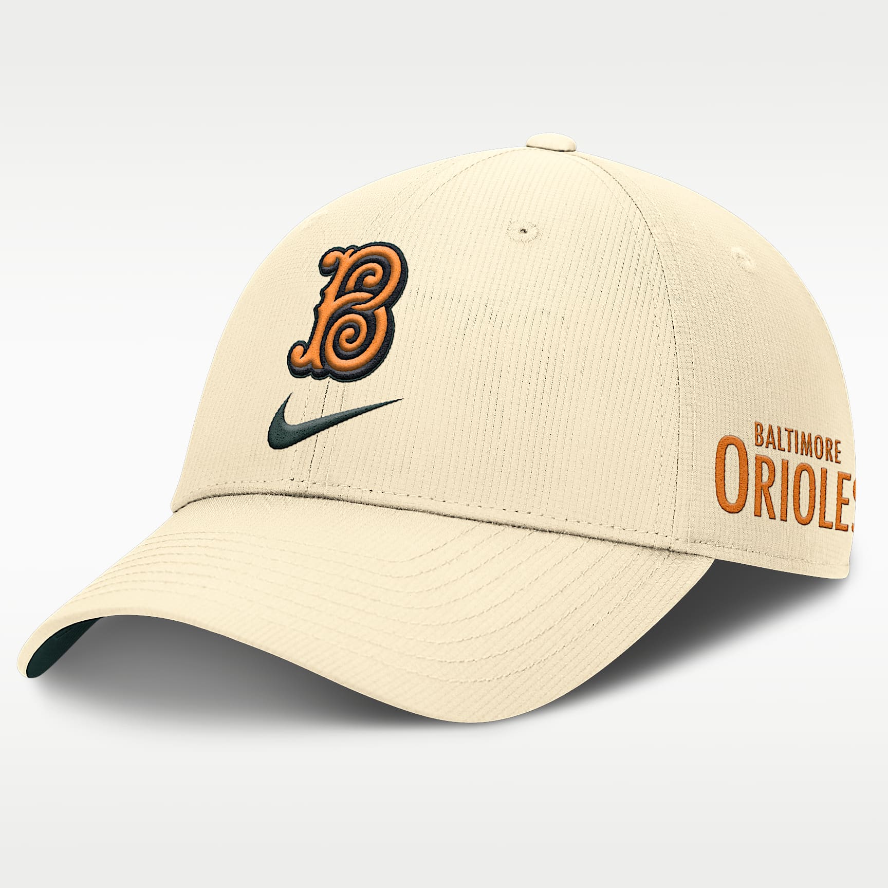 Gorra Nike Dri-FIT de la MLB ajustable para hombre Baltimore Orioles City Connect Club