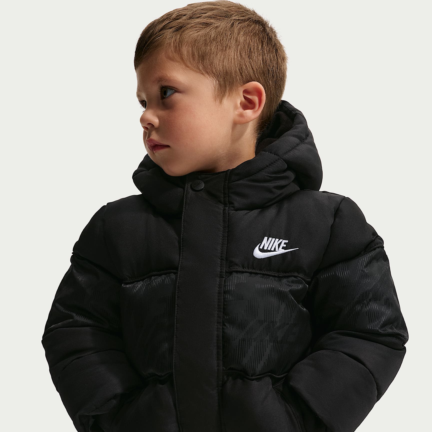 Nike Toddler Jacquard Logo Mixed Media Puffer Jacket