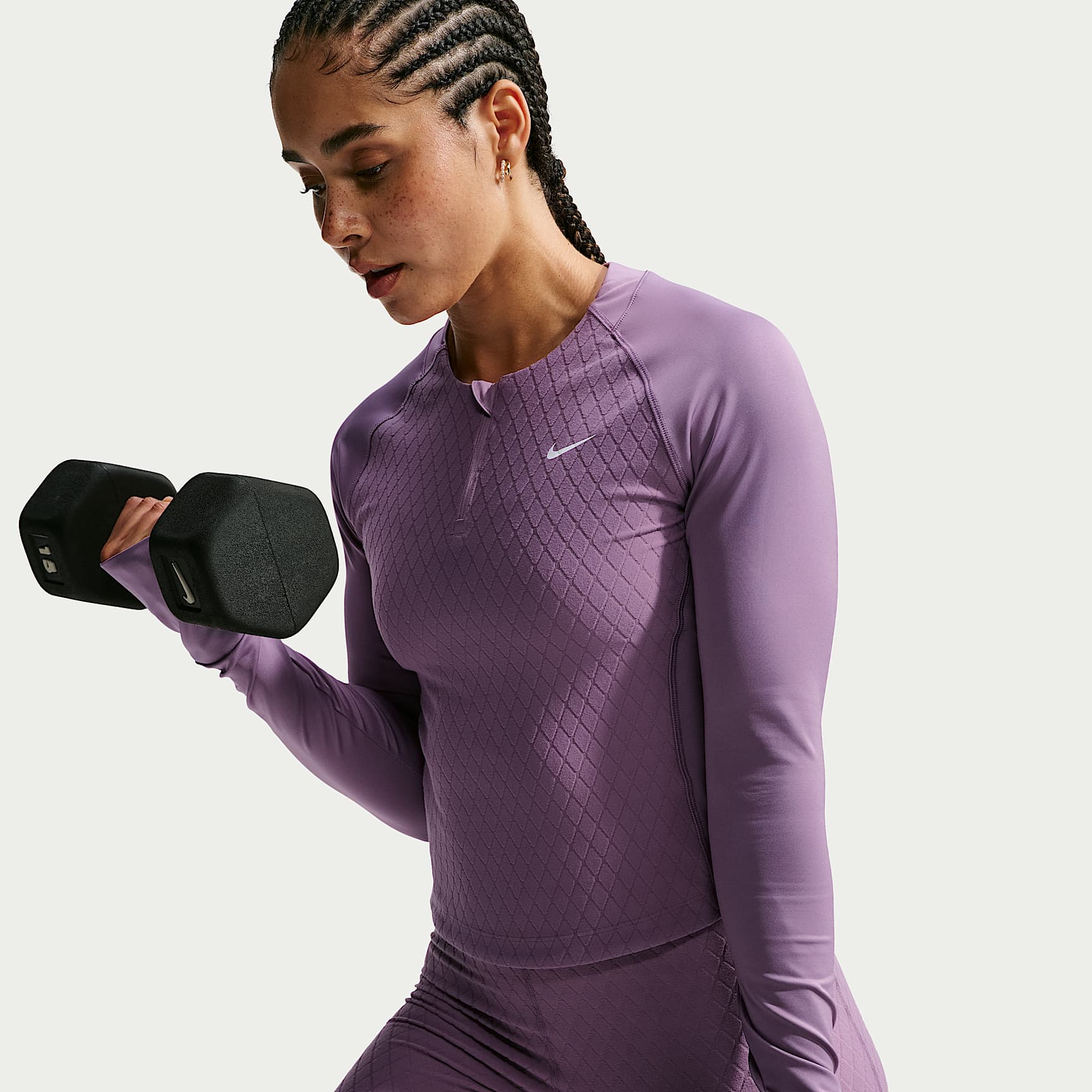 Playera de manga larga Dri-FIT con cremallera de 1/4 para mujer Nike Pro Sculpt