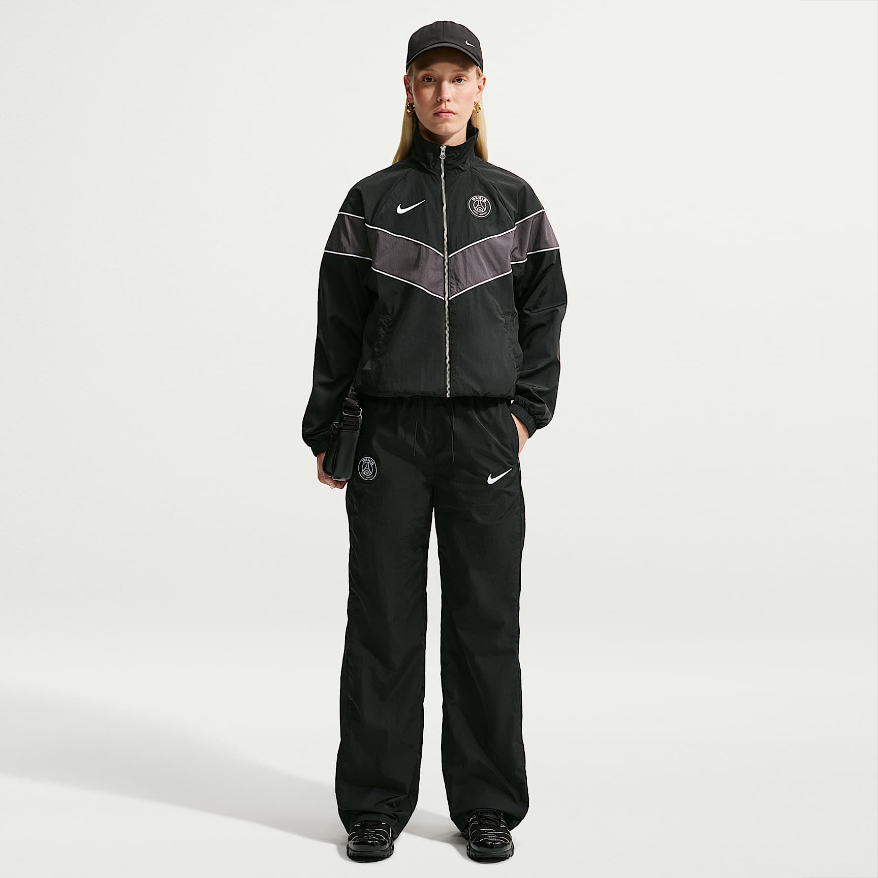 Pantalon taille haute en tissu tissé Nike Football Paris Saint-Germain Windrunner pour femme