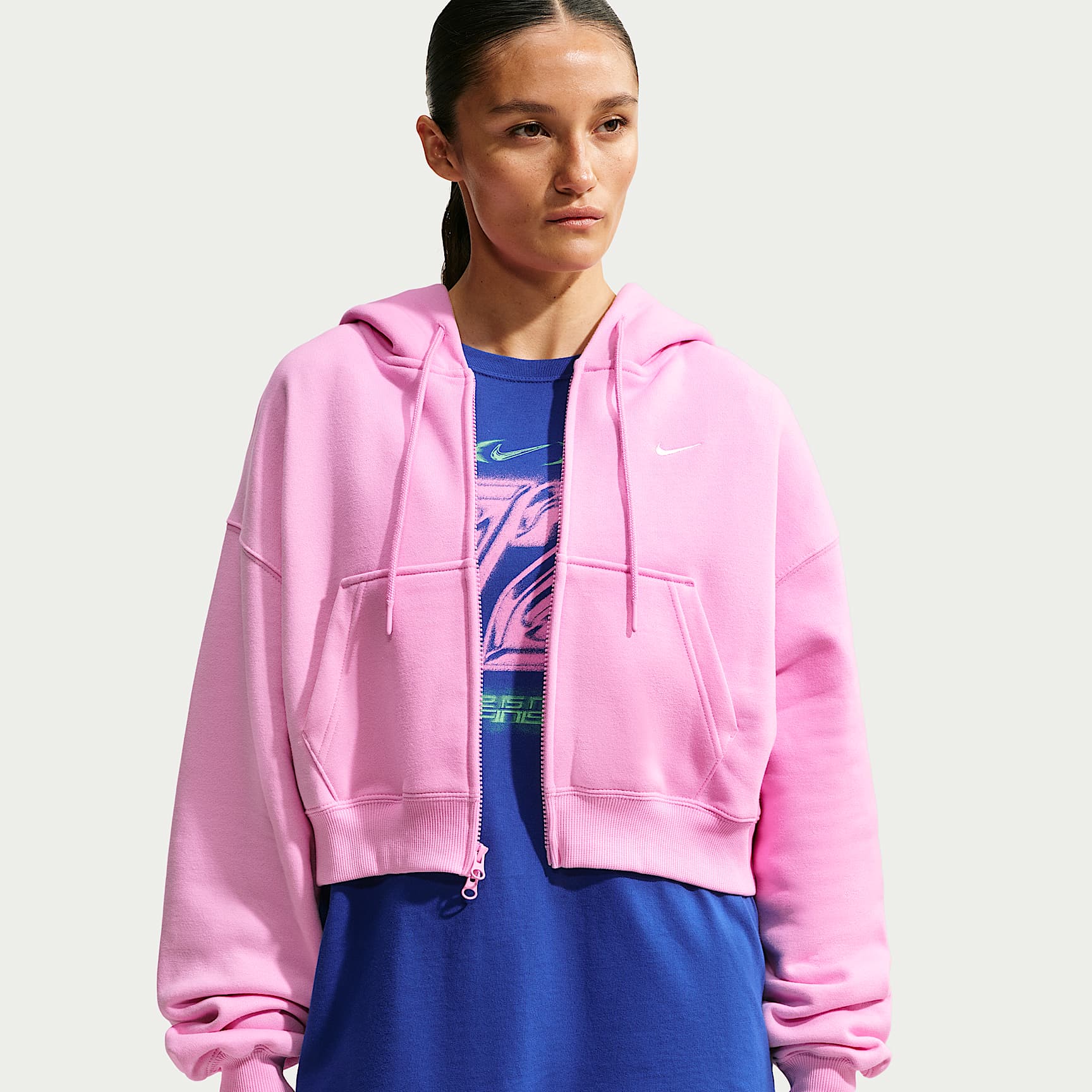 Nike Studio Fleece Medium Weight Women's Oversized Full-Zip Cropped Hoodie