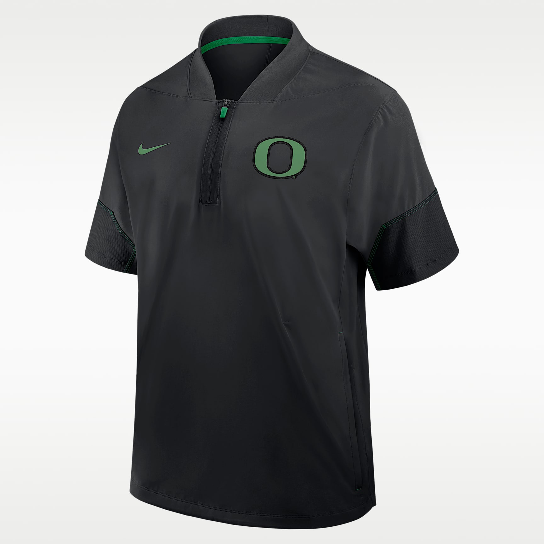 Oregon Sideline Coach Men's Nike College 1/2-Zip Short-Sleeve Hooded Jacket