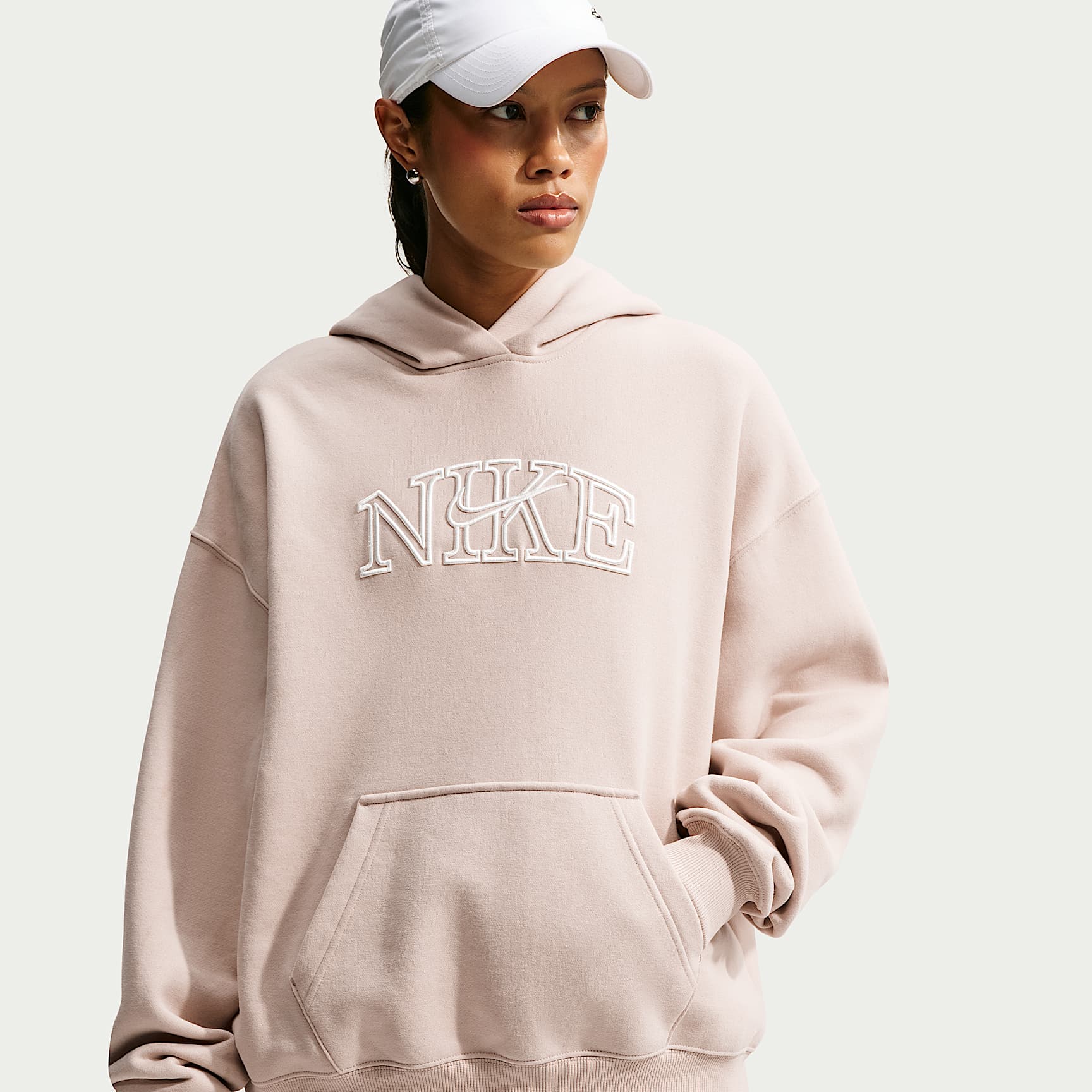 Nike Studio Fleece Medium Weight Women's Oversized Pullover Logo Hoodie