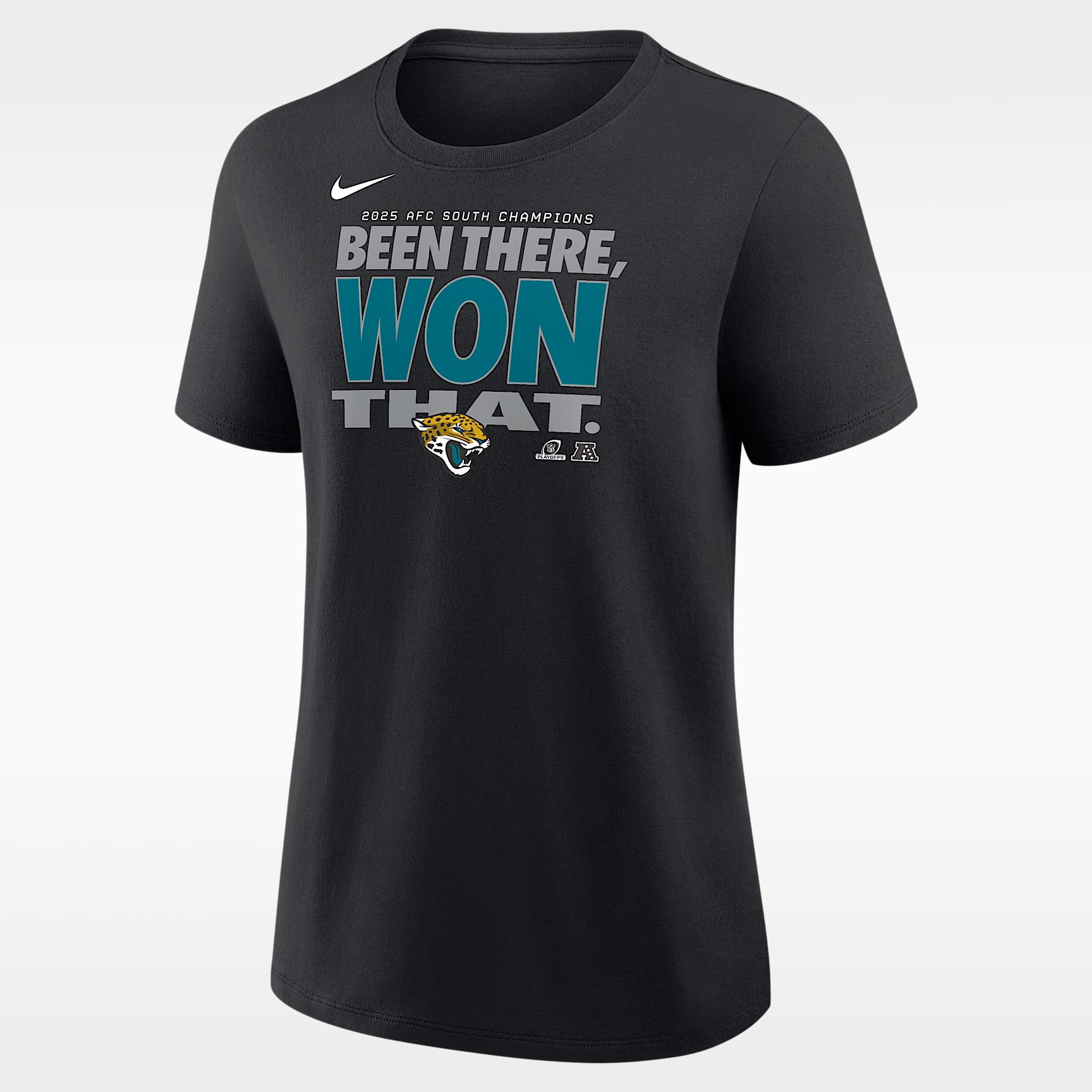 Jacksonville Jaguars 2025 AFC South Champions Trophy Women's Nike NFL T-Shirt