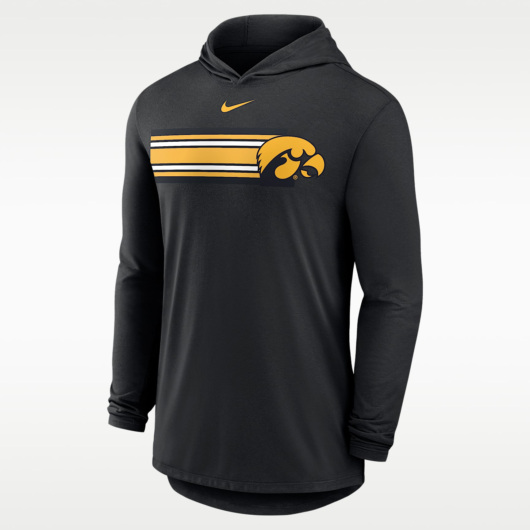 Playera con gorro de manga larga universitaria Nike Dri-FIT para hombre Iowa Primetime Pattern