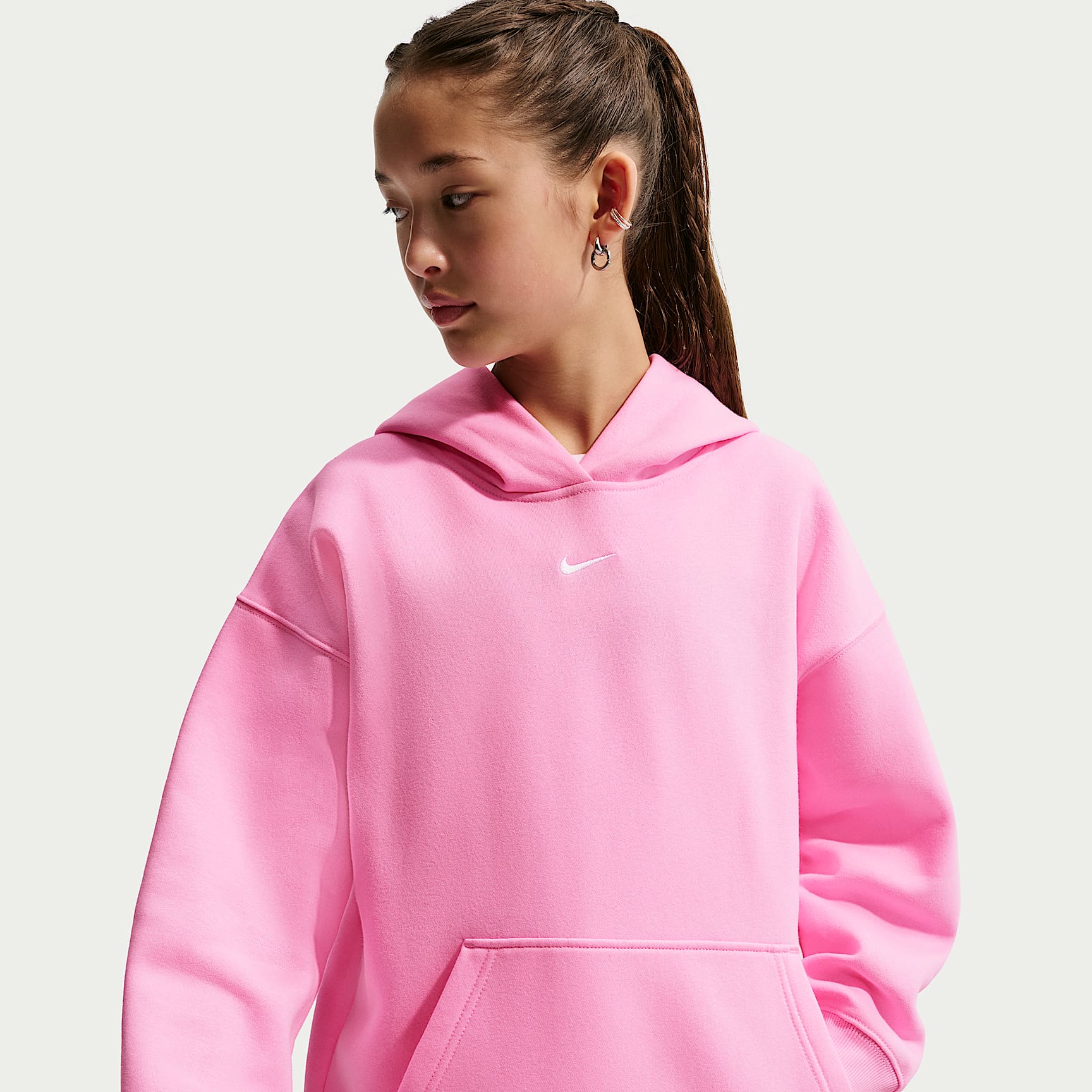 Nike Sportswear Studio Fleece Girls' Oversized Pullover Hoodie