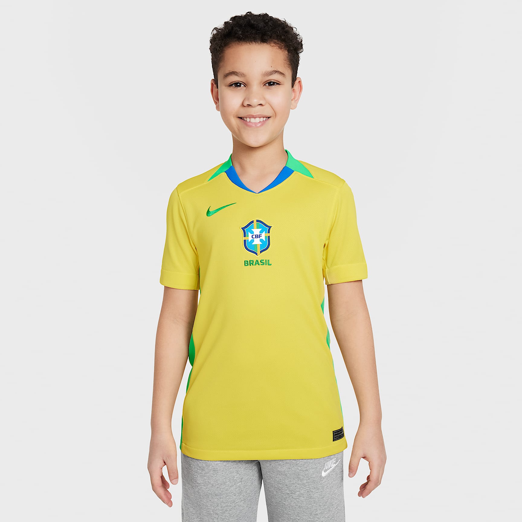 Jersey de fútbol Nike Dri-FIT Replica de Brasil (selección femenina) local 2025 Stadium para niños talla grande