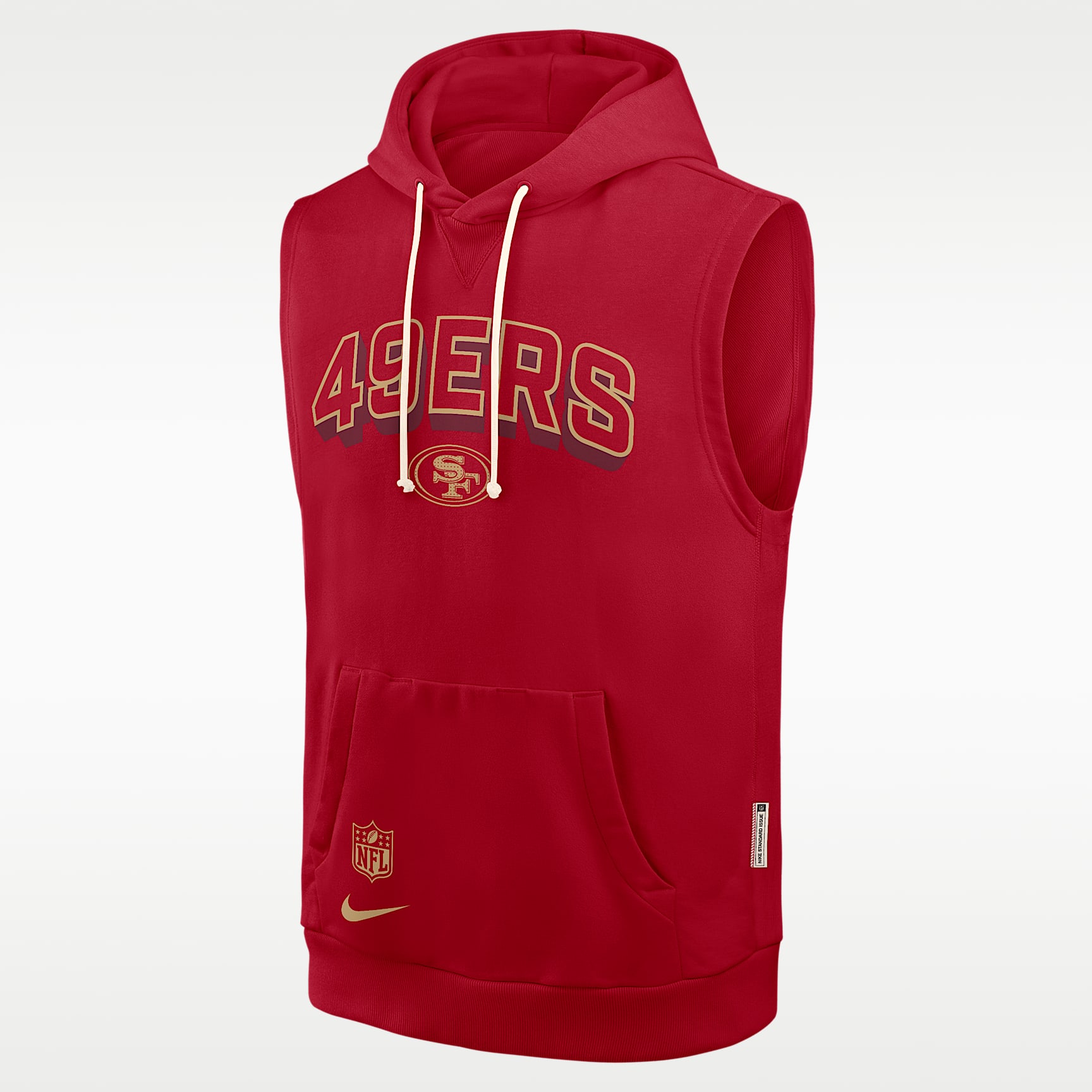 Sudadera con gorro sin cierre sin mangas Nike Dri-FIT de la NFL para hombre San Francisco 49ers Sideline