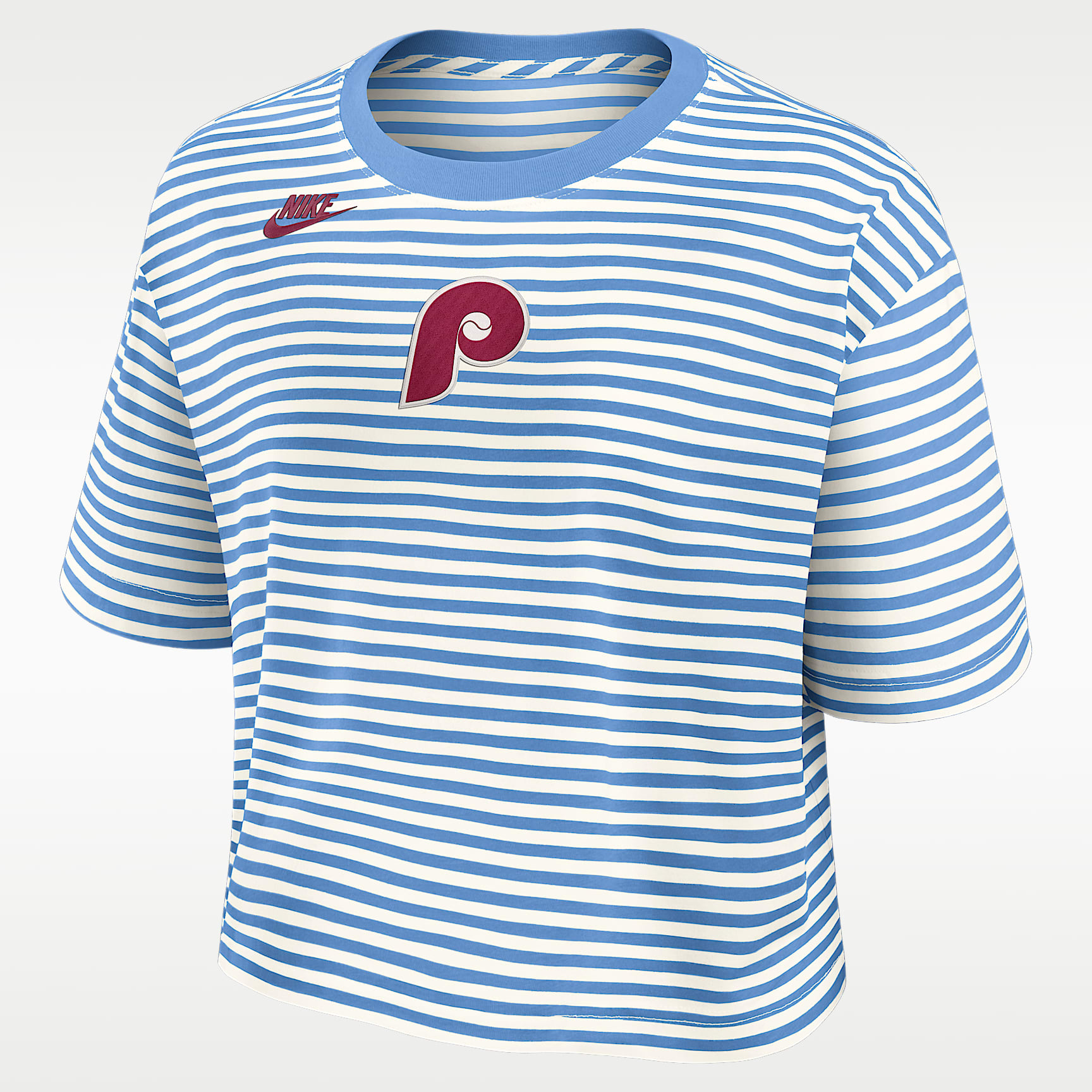 Philadelphia Phillies Cooperstown Logo Striped Women's Nike MLB Cropped T-Shirt