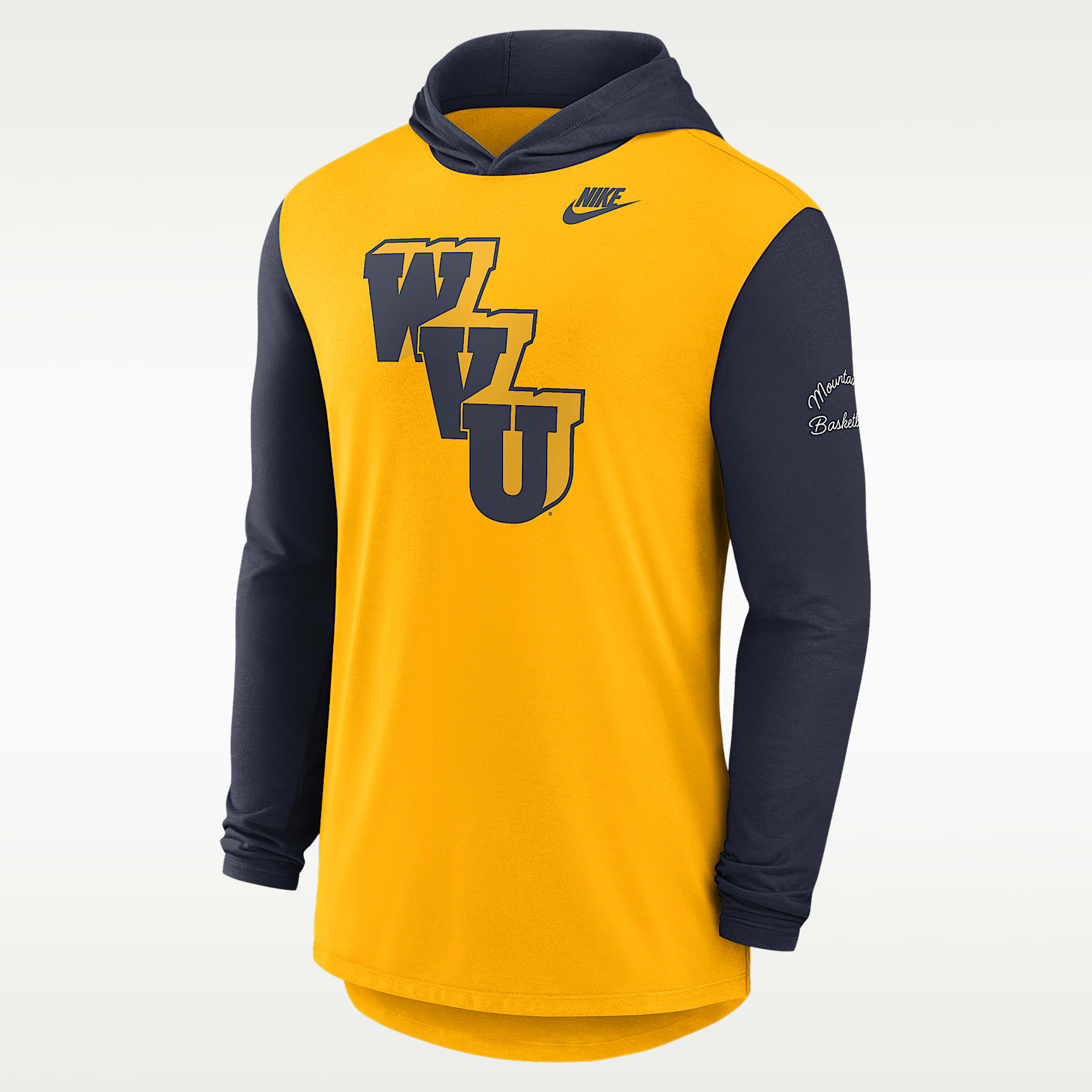 West Virginia Campus Legacy Men's Nike Dri-FIT College Long-Sleeve Hooded T-Shirt