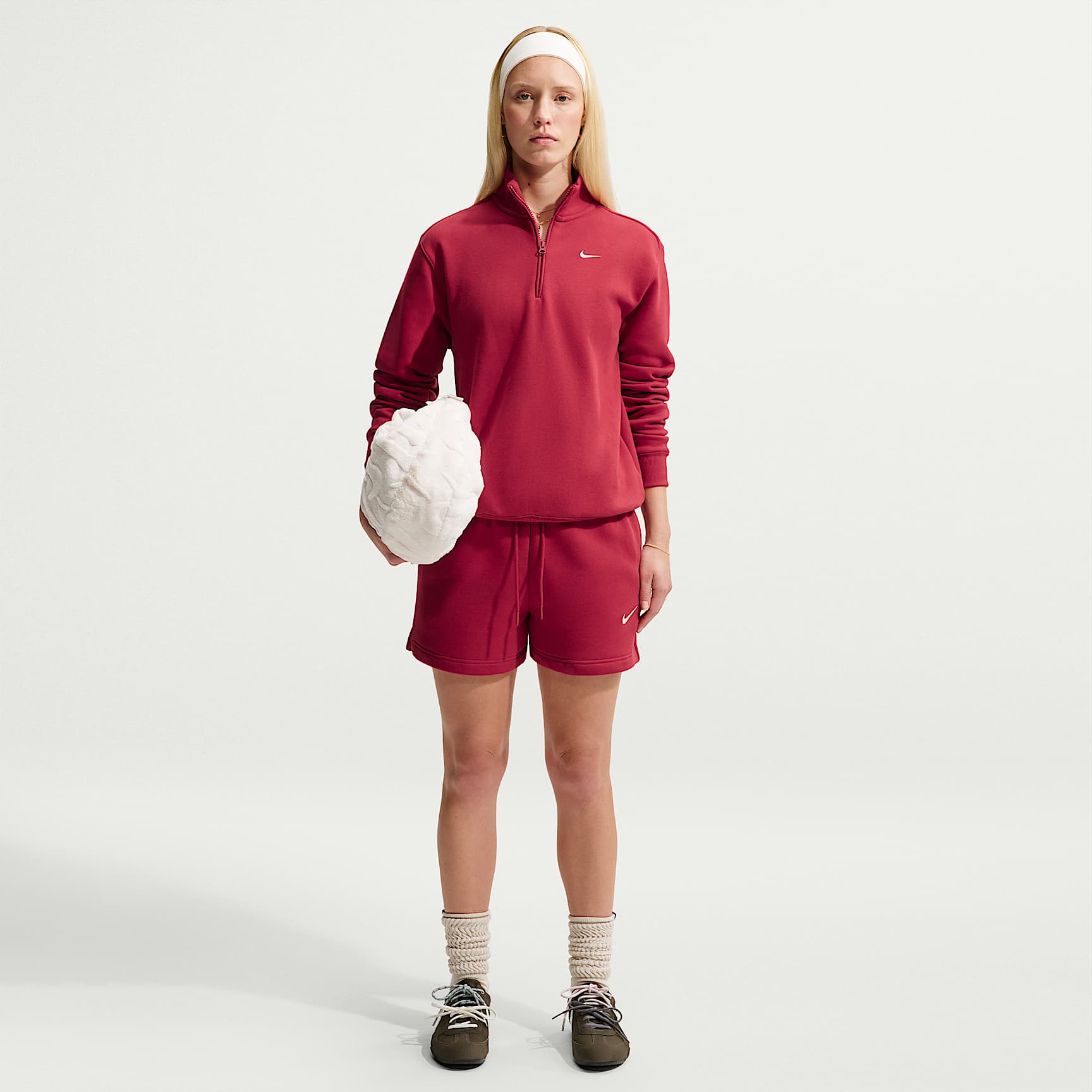 Shorts de tiro medio para mujer Nike Studio Fleece Medium Weight