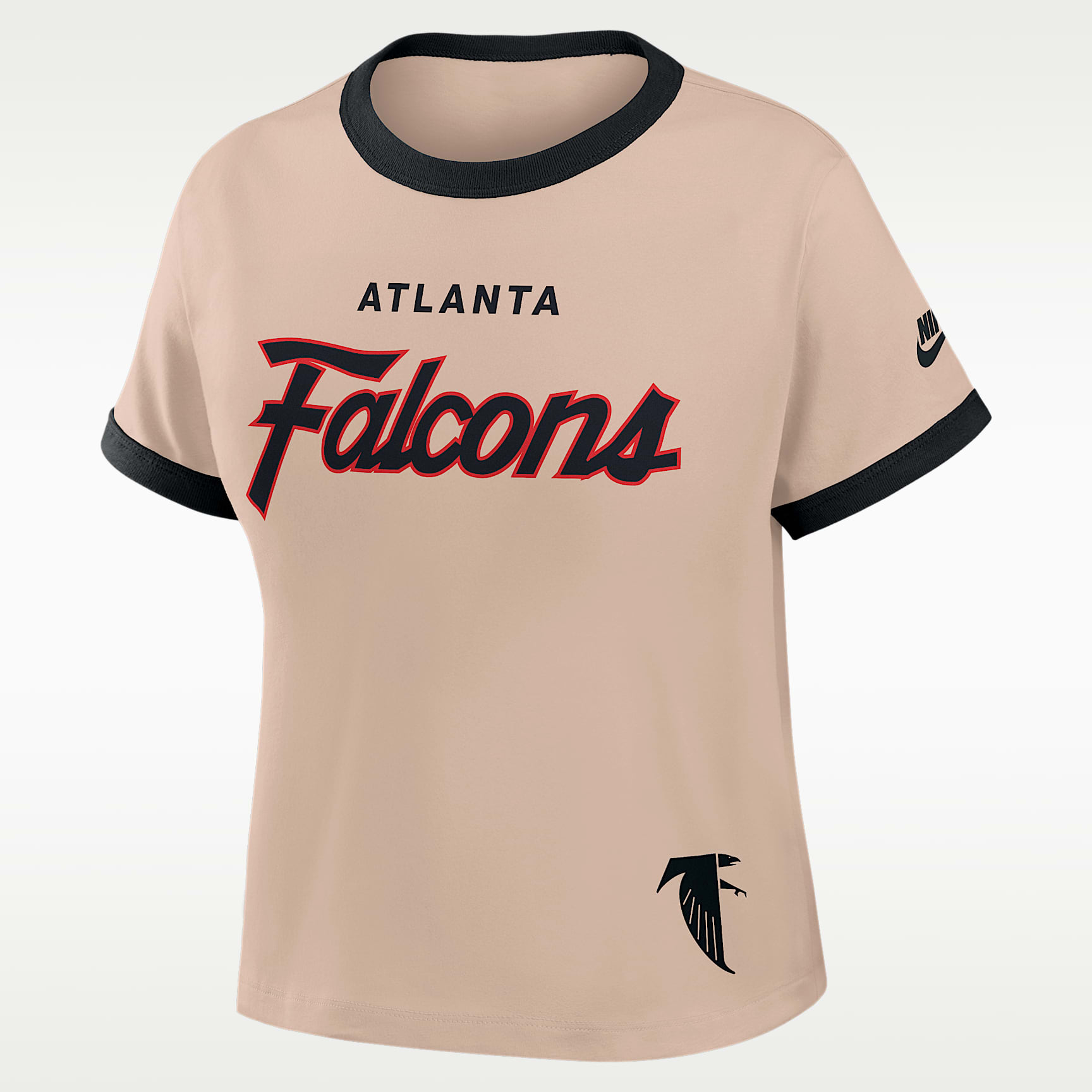 Playera Nike de la NFL cropped para mujer Atlanta Falcons Rewind Ringer Mod