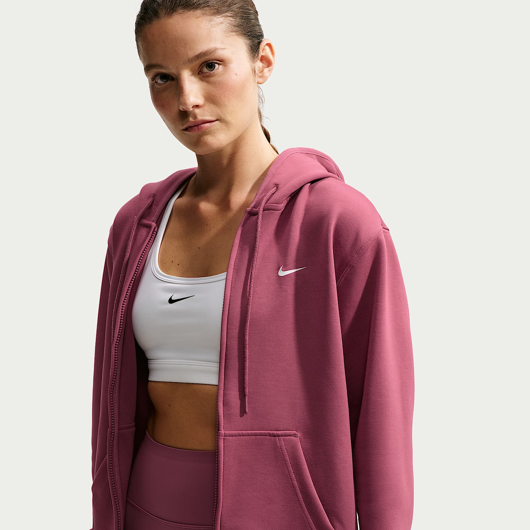 Sudadera con gorro y cierre completo Dri-FIT para mujer Nike Studio Fleece Sport
