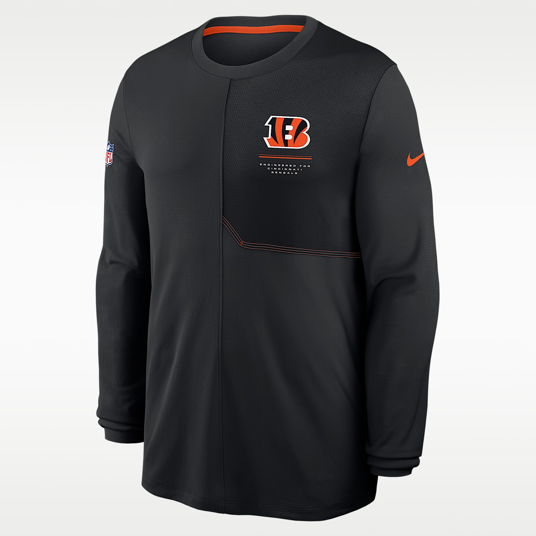 Playera de manga larga Nike Dri-FIT de la NFL para hombre Cincinnati Bengals Sideline Coach