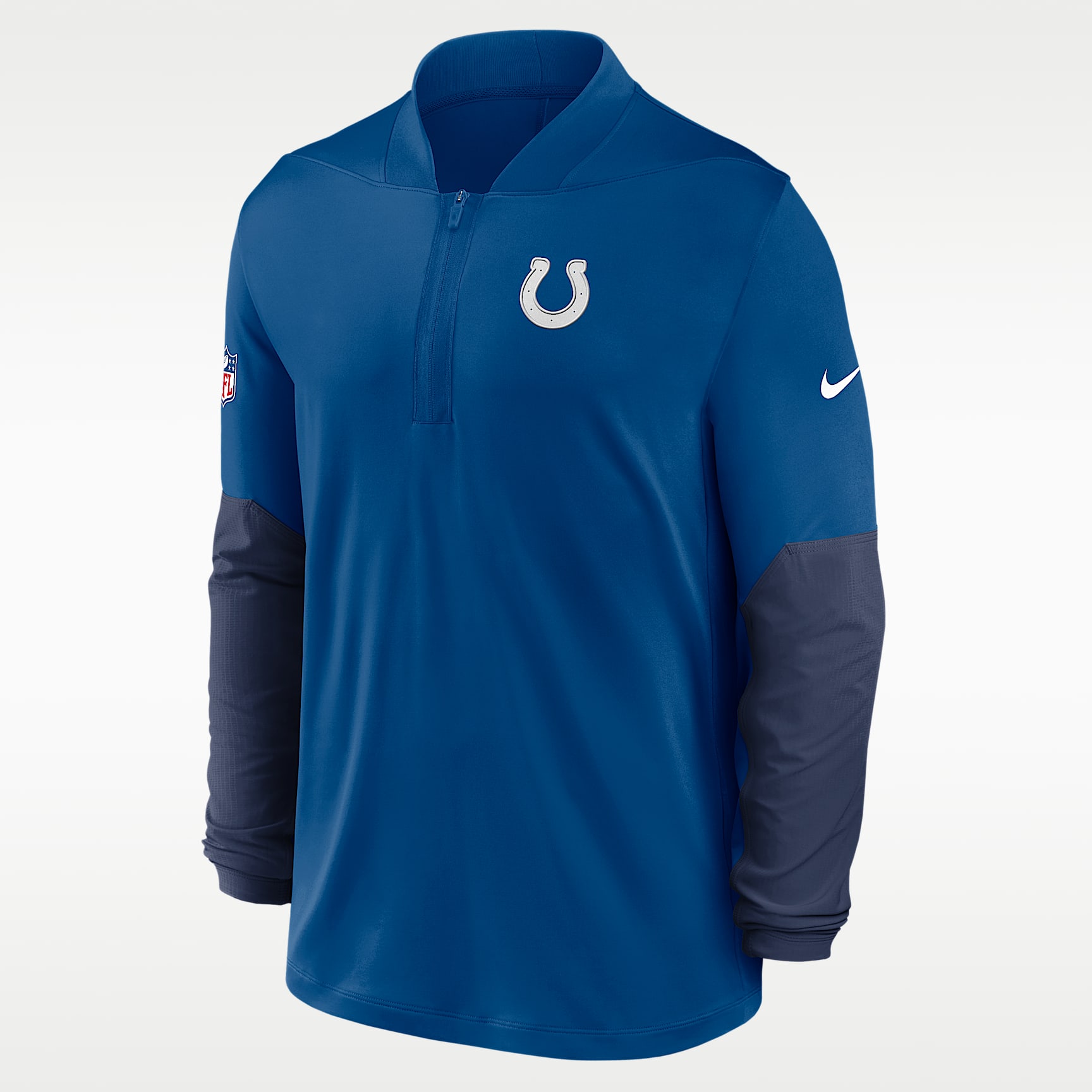 Playera Nike Dri-FIT de la NFL de medio cierre para hombre Indianapolis Colts Feel The Pressure