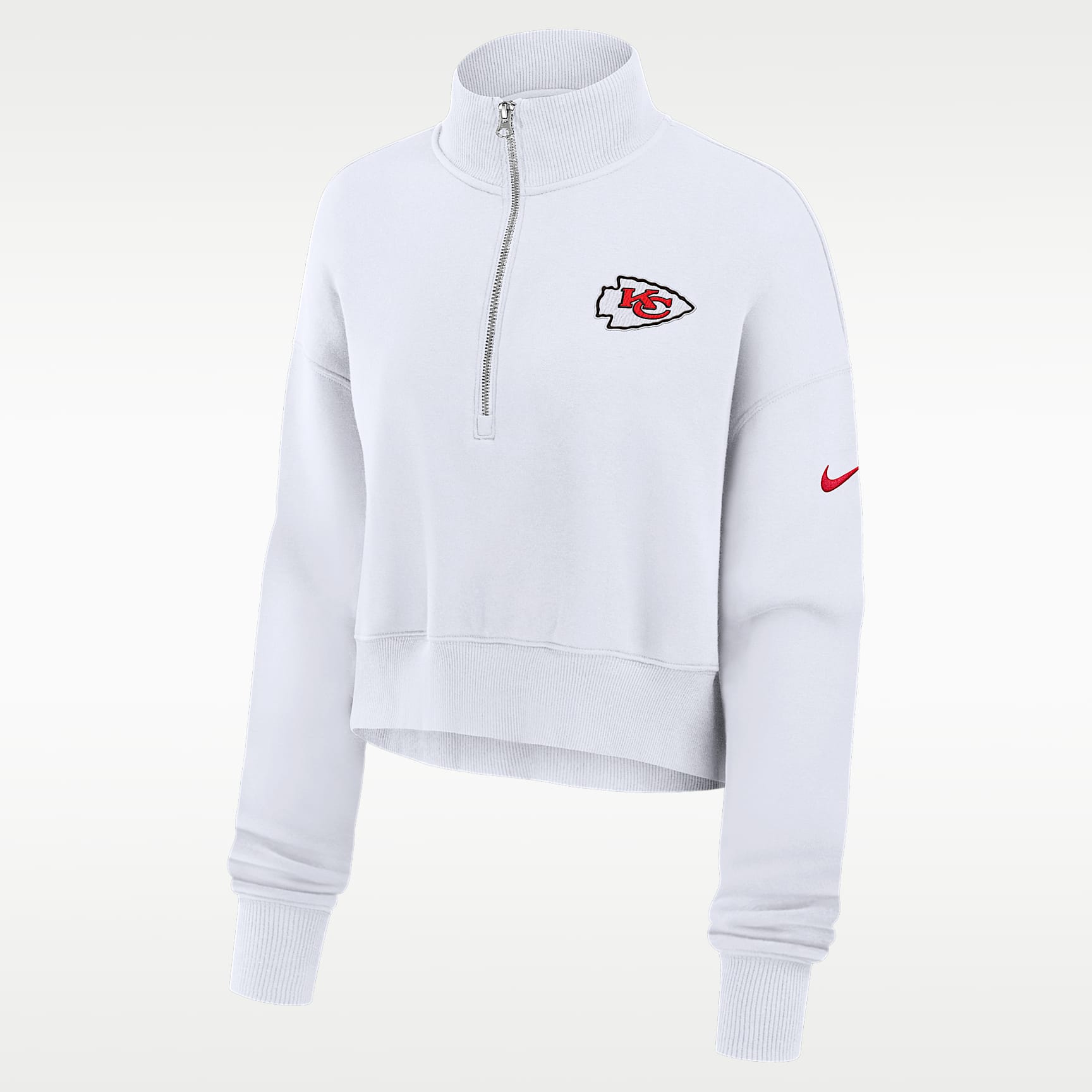 Kansas City Chiefs Primetime Phoenix Women's Nike NFL Oversized Cropped 1/4-Zip Crew