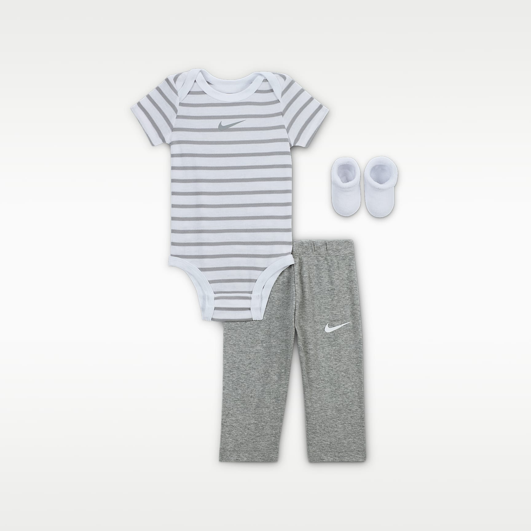 Nike Baby Bodysuit, Pants, and Terry Socks 3-Piece Set