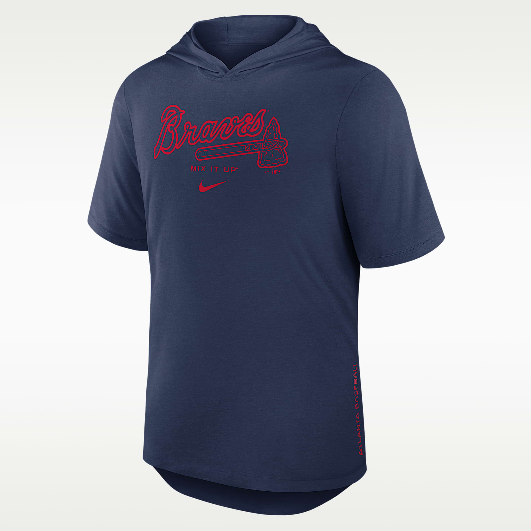 Atlanta Braves Arched Wordmark Men's Nike Dri-FIT MLB Hooded T-Shirt