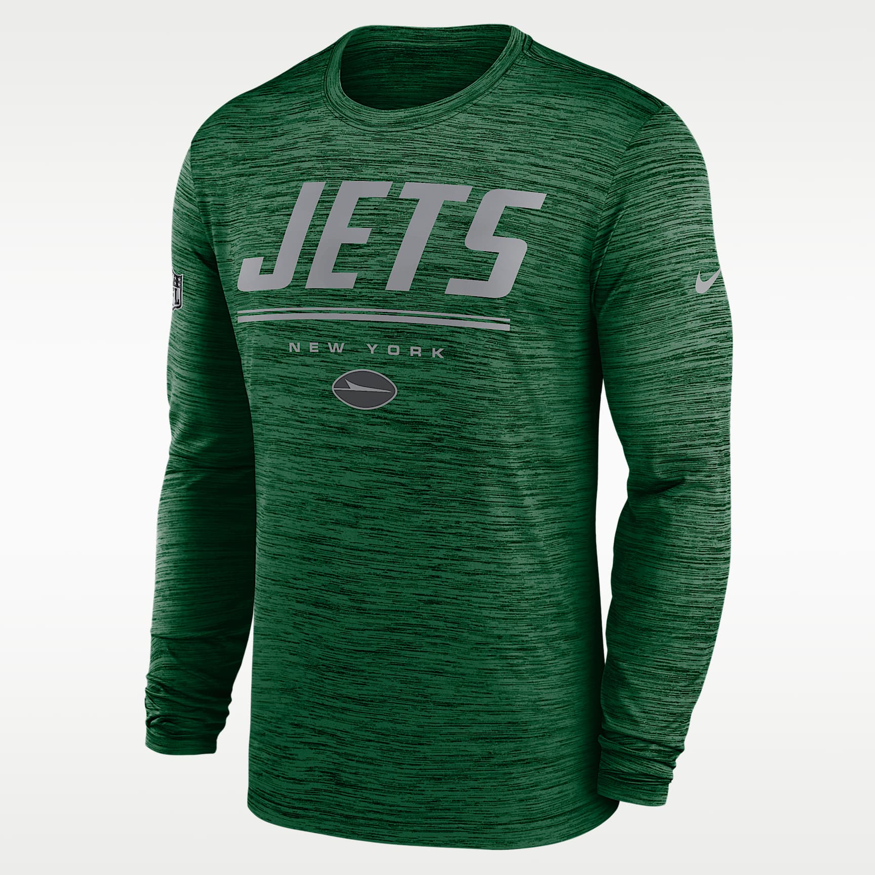 Playera de manga larga Nike Dri-FIT de la NFL para hombre New York Jets Sideline Team Issue Velocity