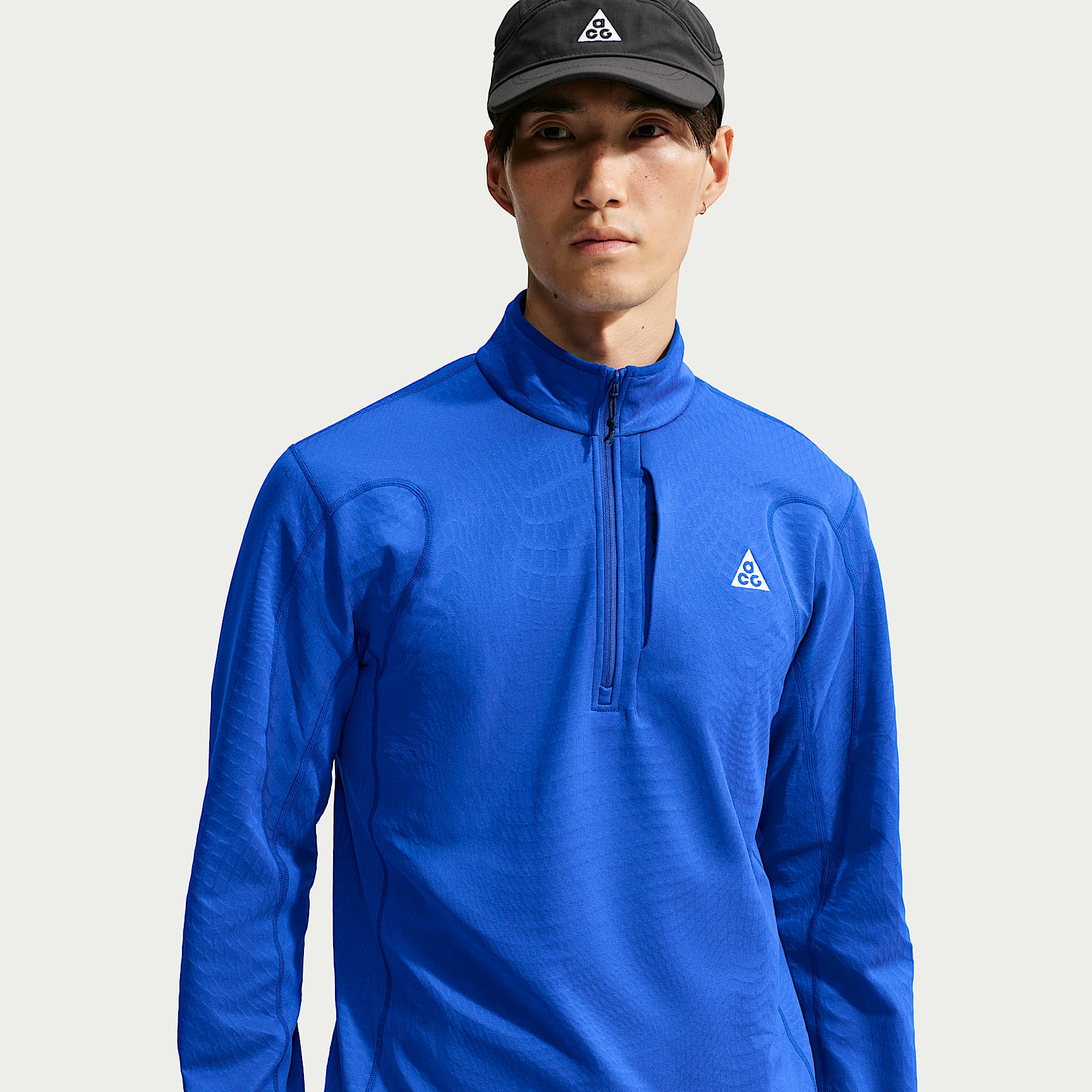 ACG 울프 그리드 남성 써마 핏 하프집 하이킹 탑