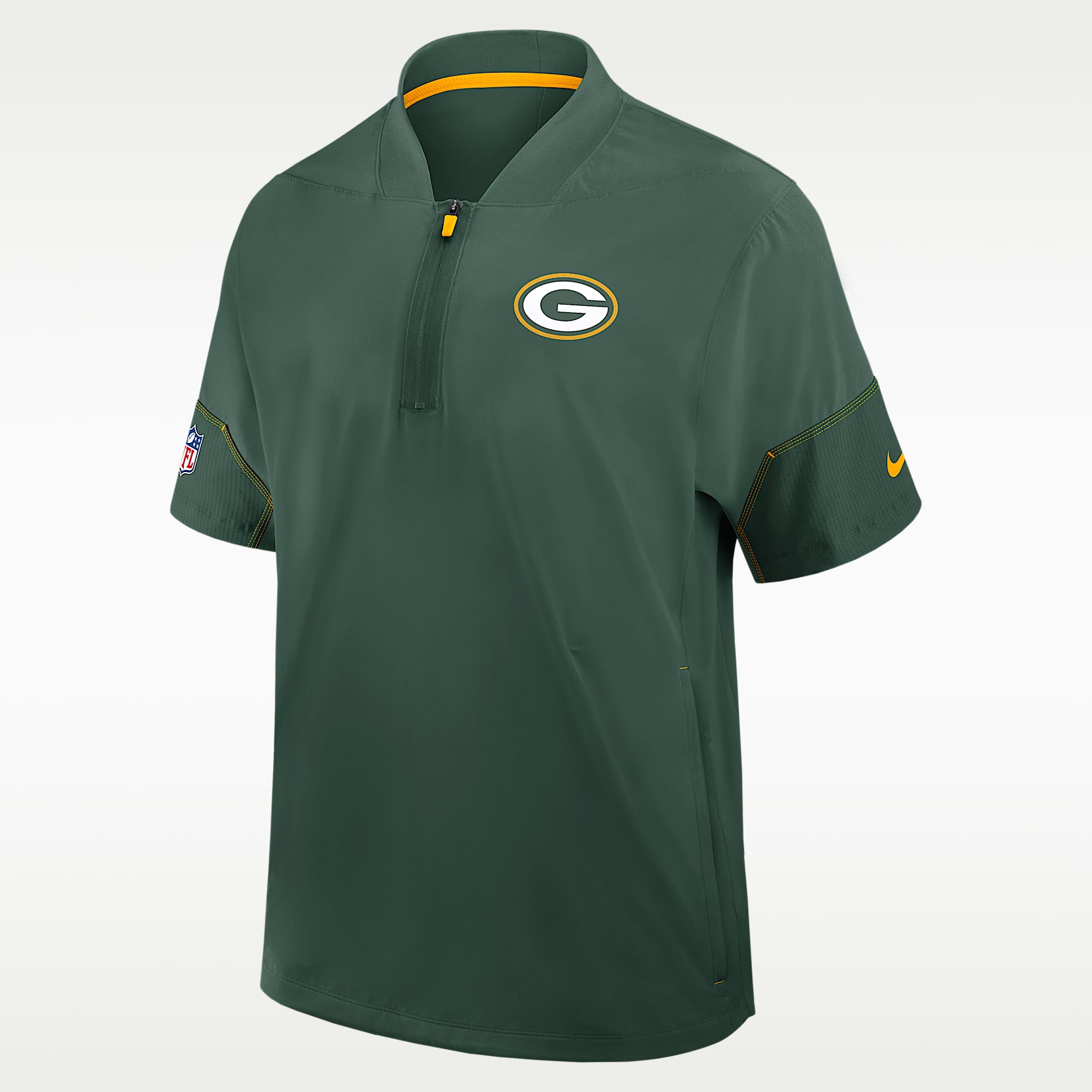 Green Bay Packers Sideline Coach Men's Nike NFL 1/2-Zip Short-Sleeve Hooded Jacket