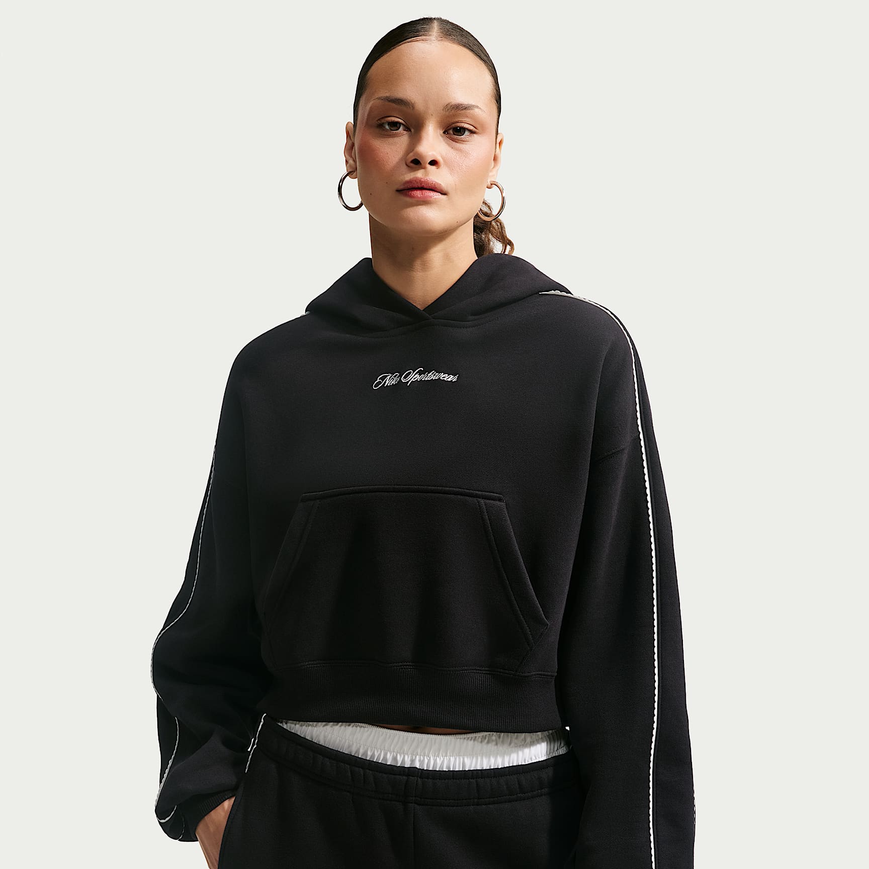 Nike Studio Fleece Medium Weight "Graphic Pack" Women's Cropped Pullover Hoodie